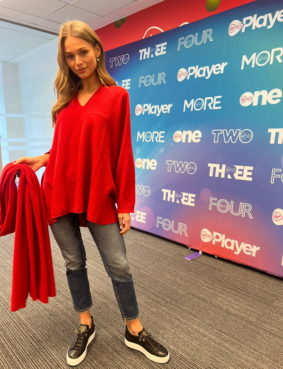 DIFFUSION NEW IN SPRING SUMMER 2023 BRIGHT LONG SLEEVE RED CASHMERE SWEATER IRISH SHOPPING SMALL BUSINESS