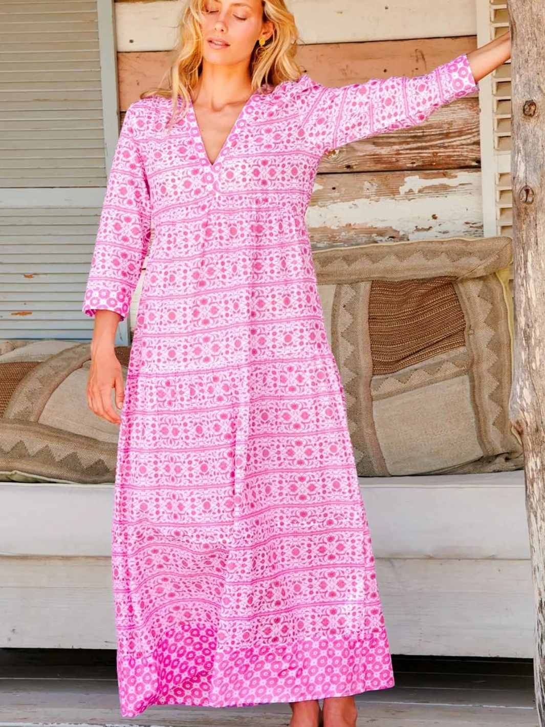 Aspiga Dress Mykonos Maxi Dress in White/Pink