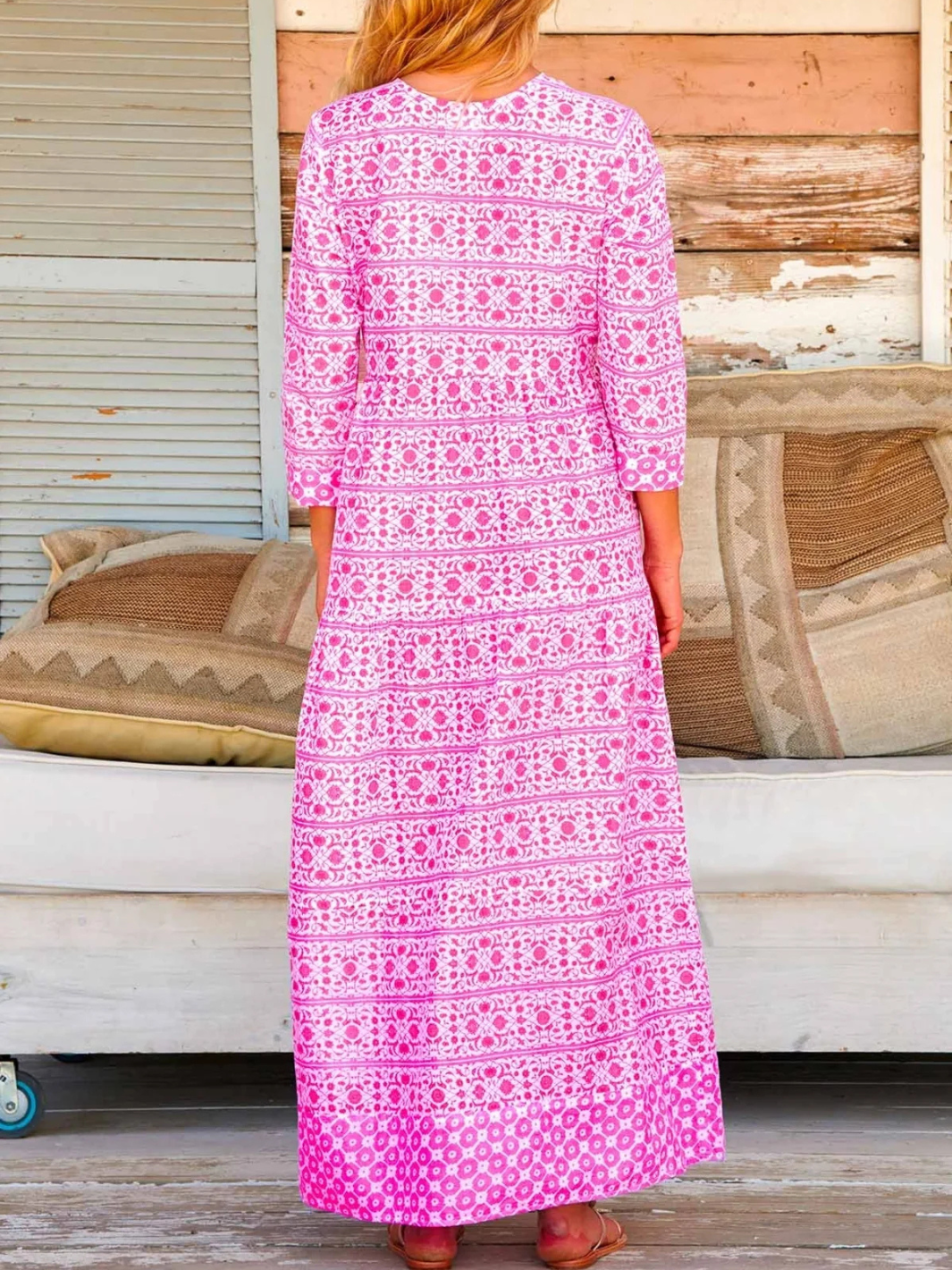Aspiga Dress Mykonos Maxi Dress in White/Pink