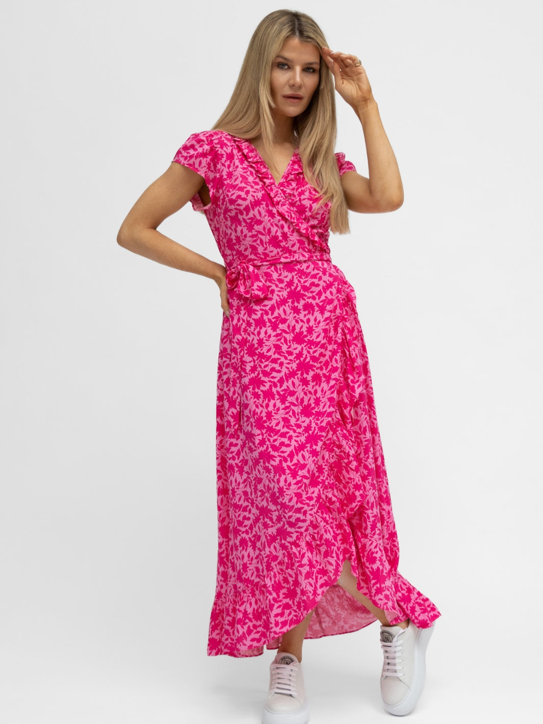 Aspiga London Dress Aspiga London Wrap Dress in Pink Celmatis Print