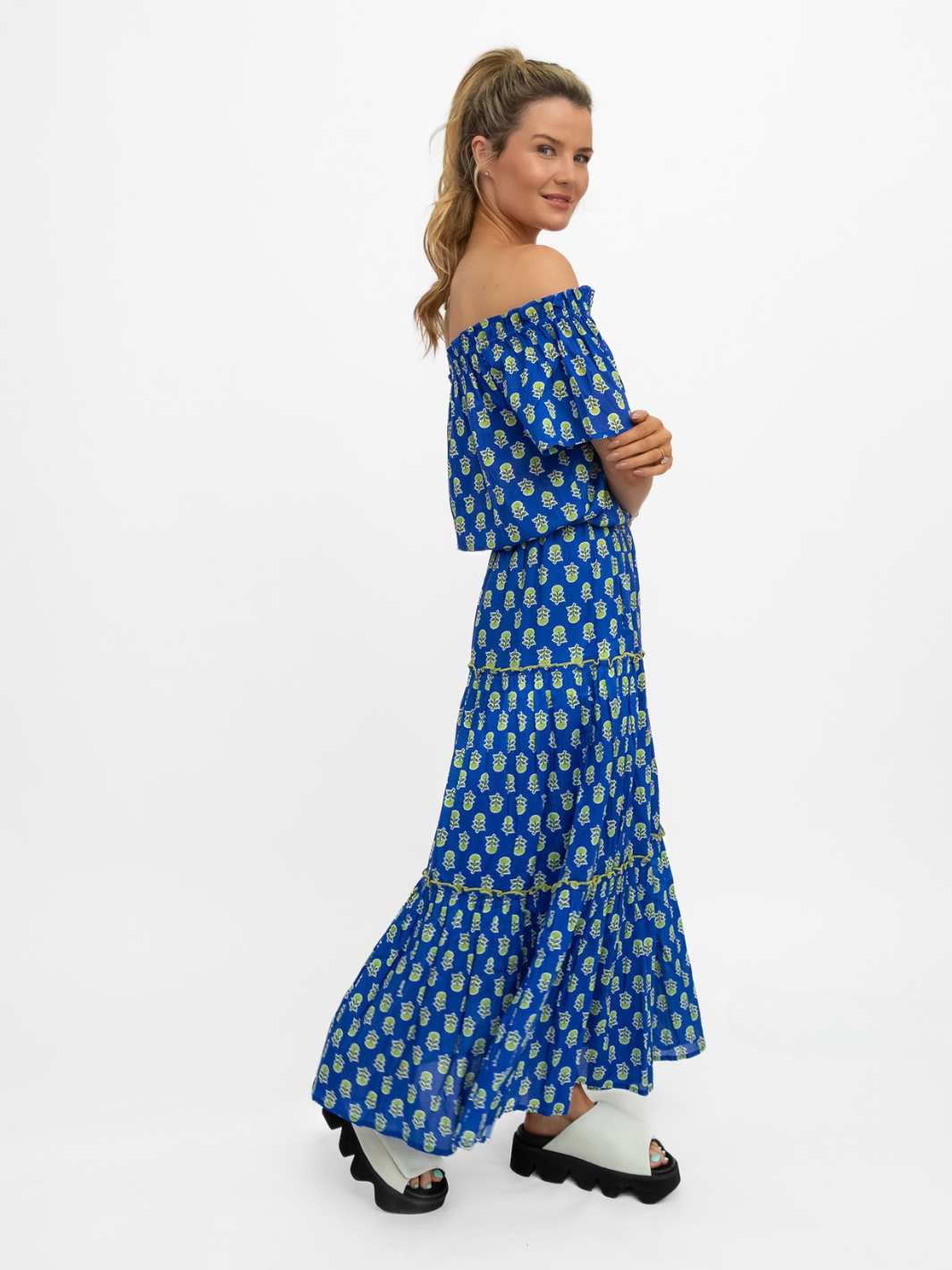 Aspiga Top Ilana Printed Organic Cotton Top in Blue/Green