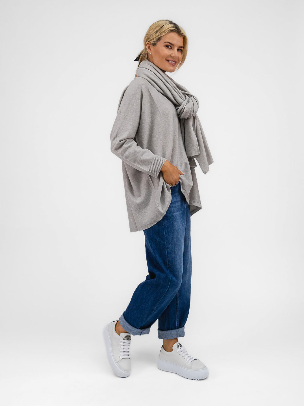 Cashmere By Kate Knitwear One Size Cashmere By Kate Travel Wrap In Maison Grey