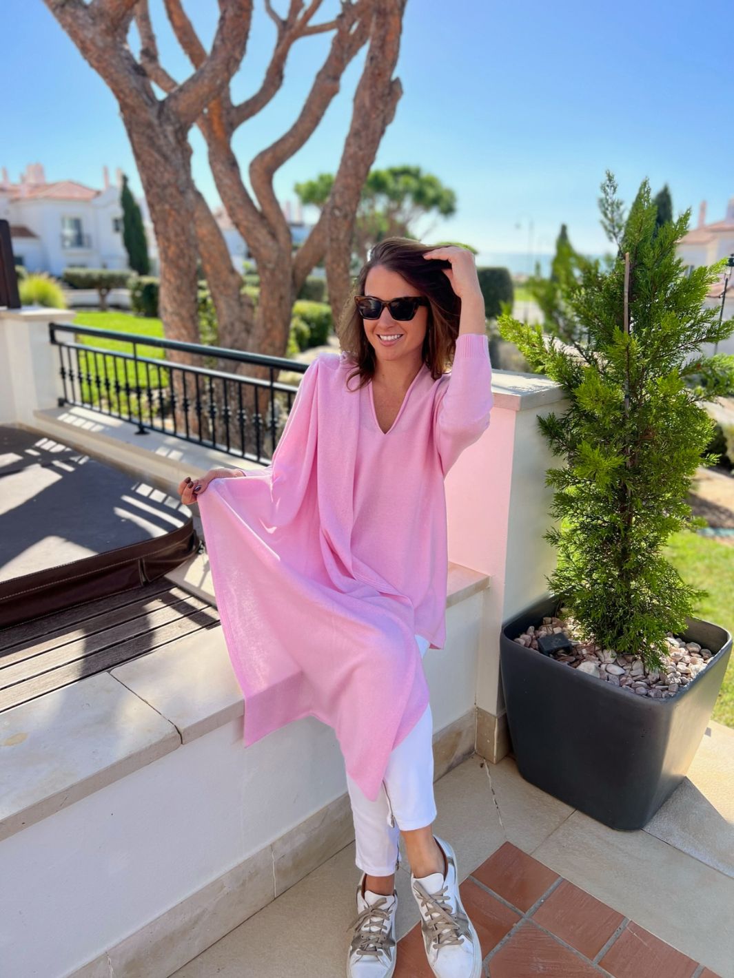 Cashmere by Kate Knitwear One Size Cashmere Travel Wrap in Petal Pink