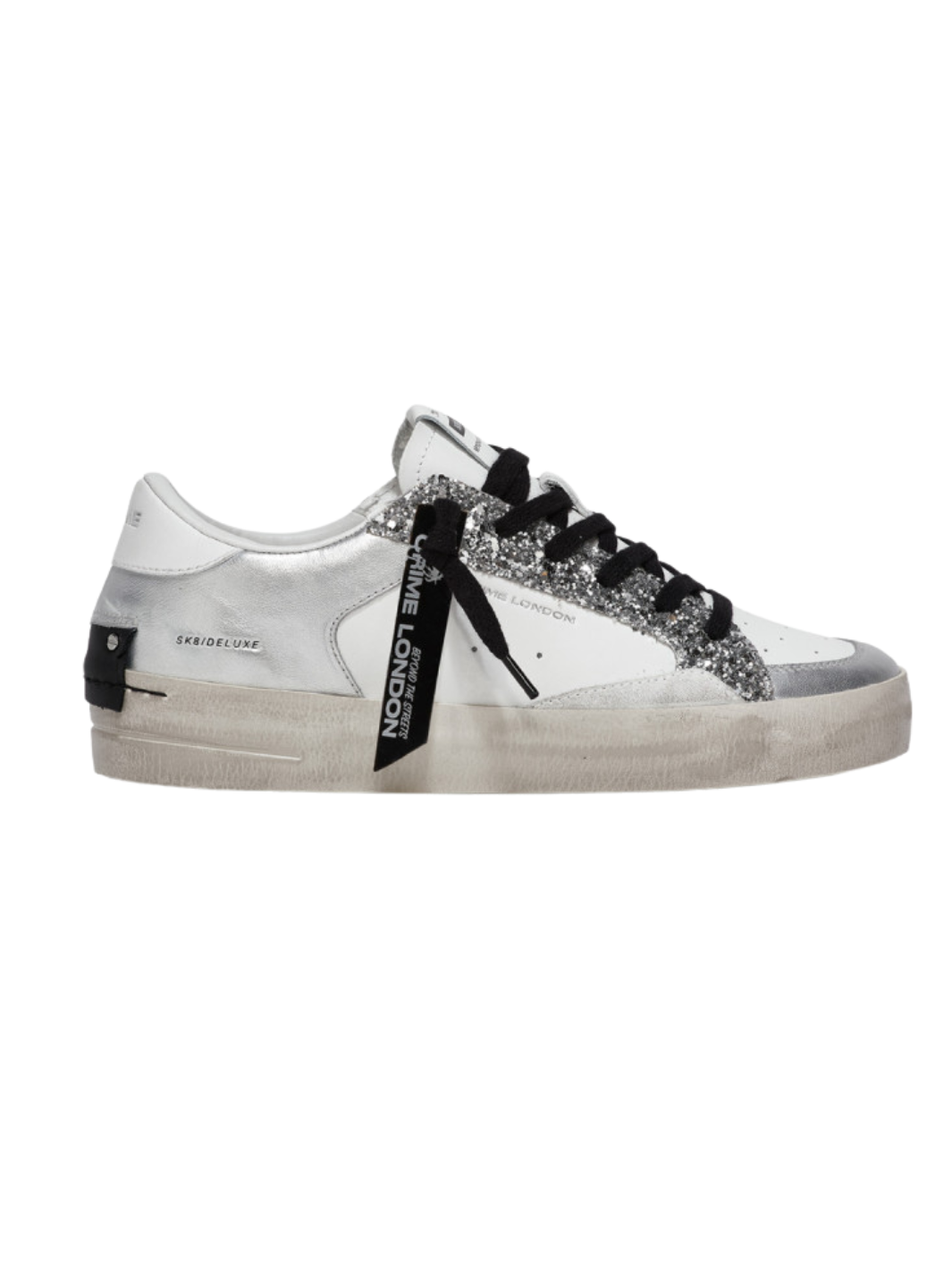 Crime London Footwear Deluxe Silver Glam Crime Sneakers