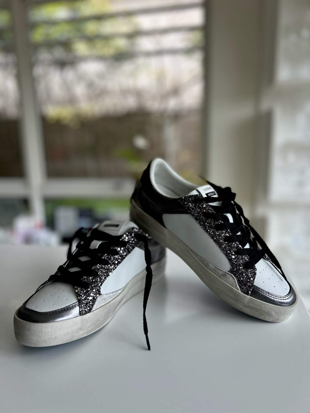Crime London Footwear Deluxe Silver Glam Crime Sneakers