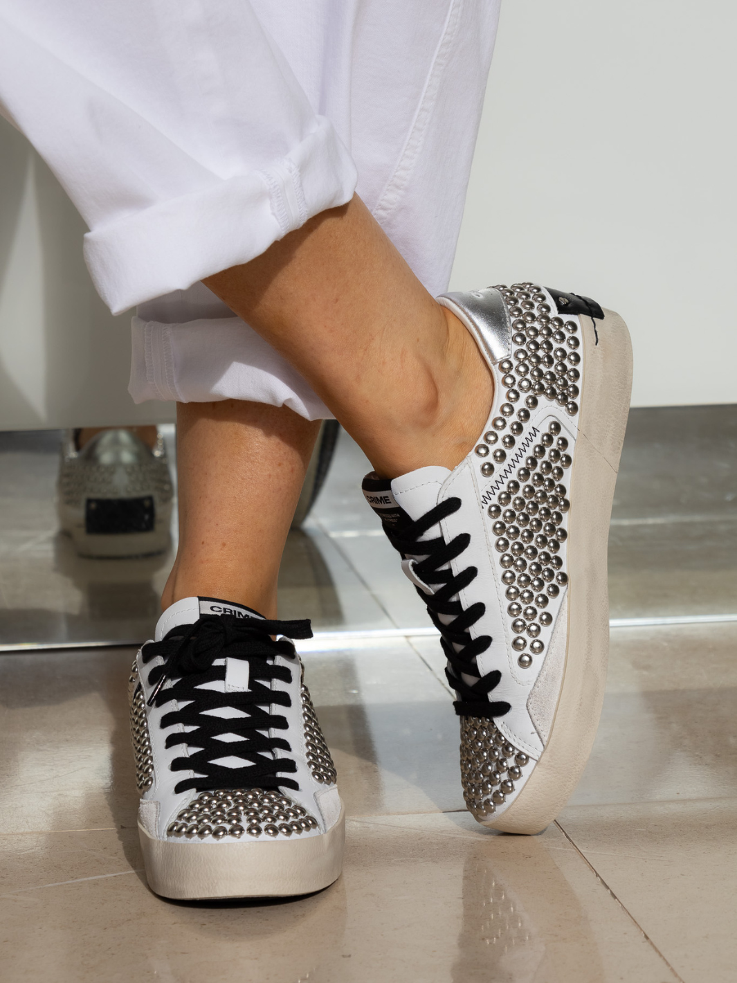 Crime London Footwear Studded Distressed Camden Punk Crime Sneakers