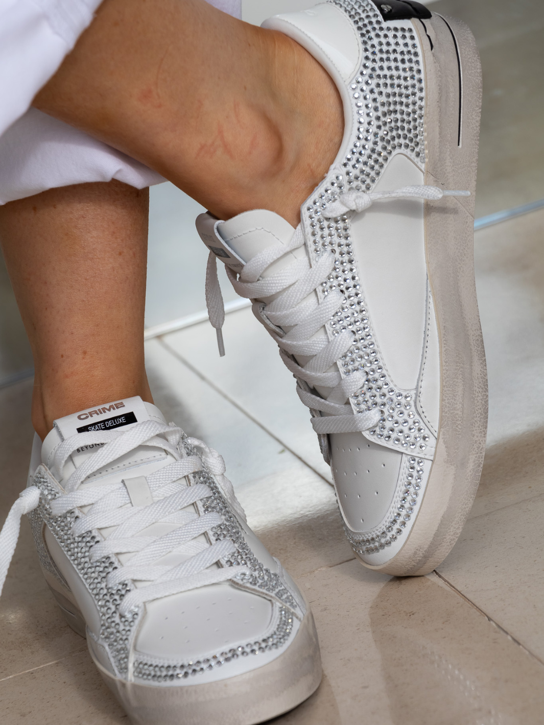 Crime london Sneakers Diamante Deluxe Sneakers In White From Crime London