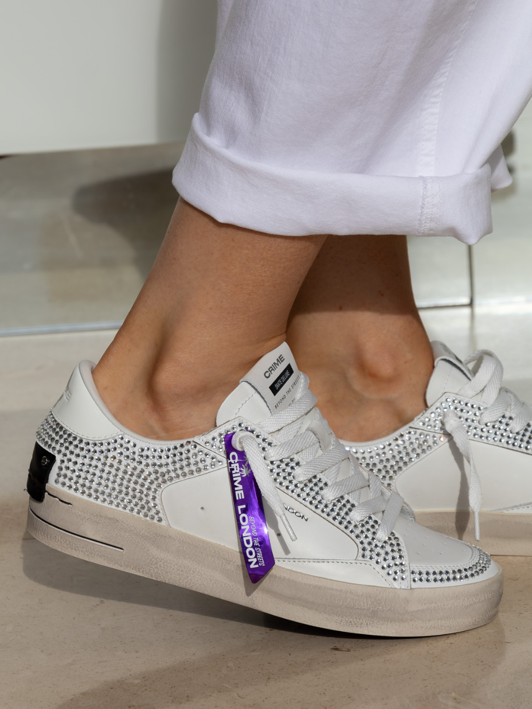 Crime london Sneakers Diamante Deluxe Sneakers In White From Crime London
