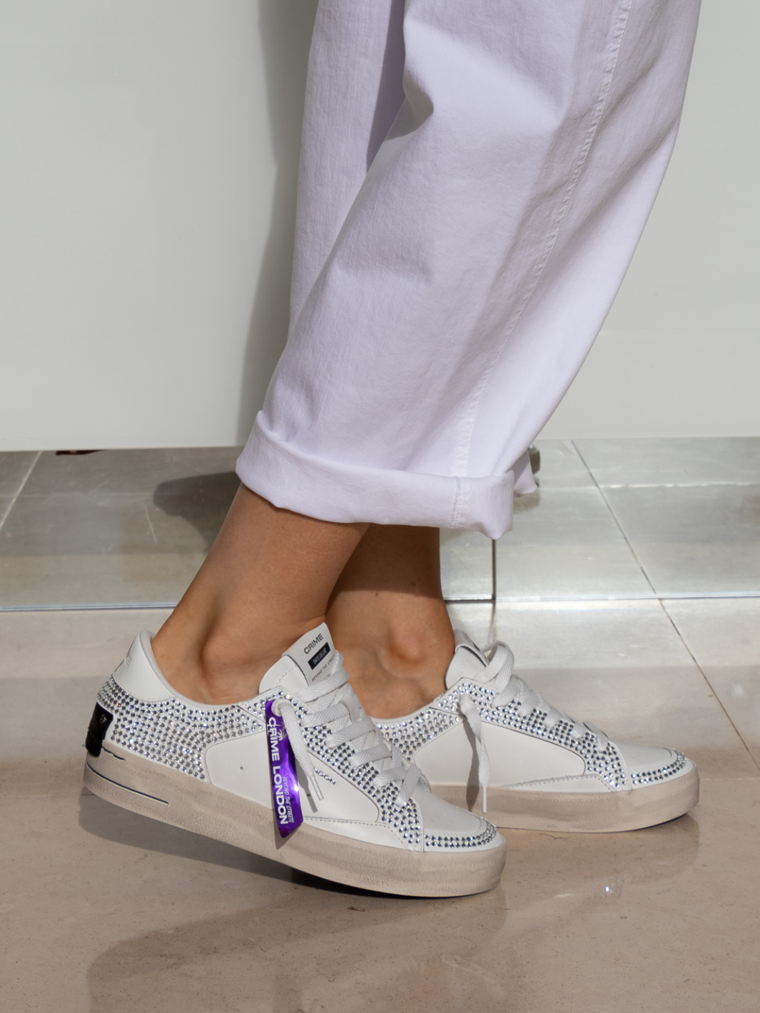 Crime london Sneakers Diamante Deluxe Sneakers In White From Crime London