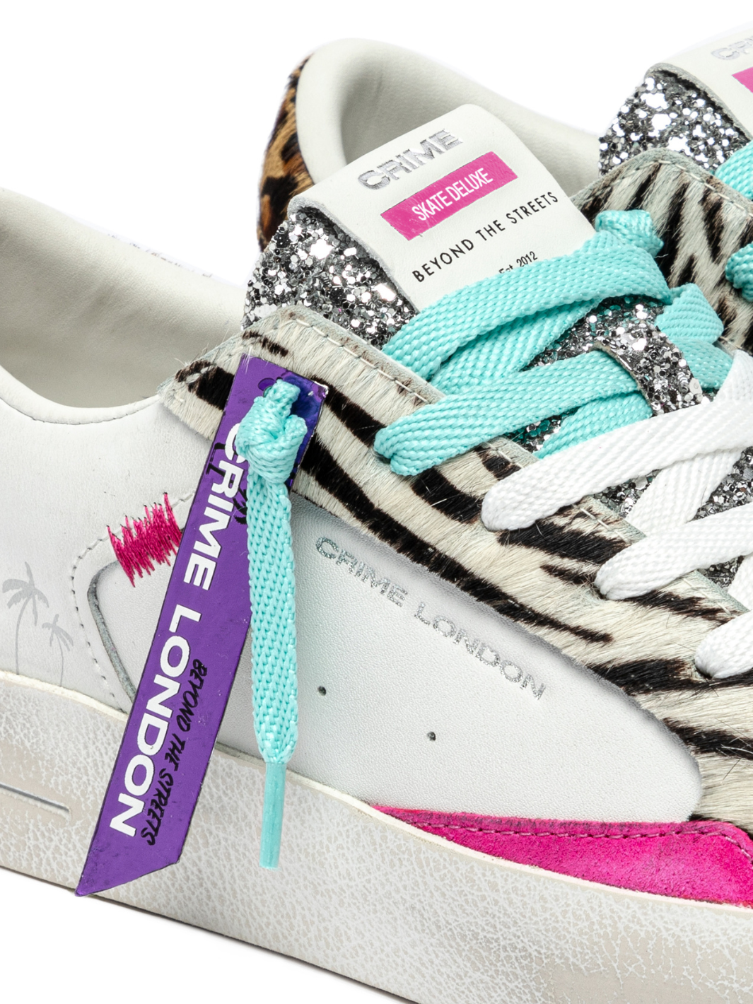Crime london Sneakers Leopard Heel And Pink Sneakers In White From Crime London