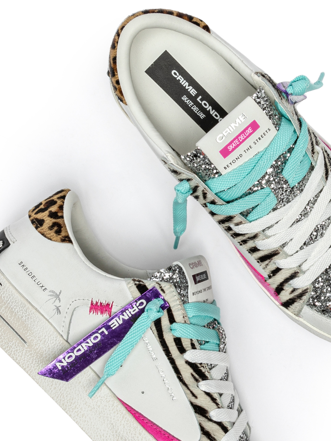 Crime london Sneakers Leopard Heel And Pink Sneakers In White From Crime London
