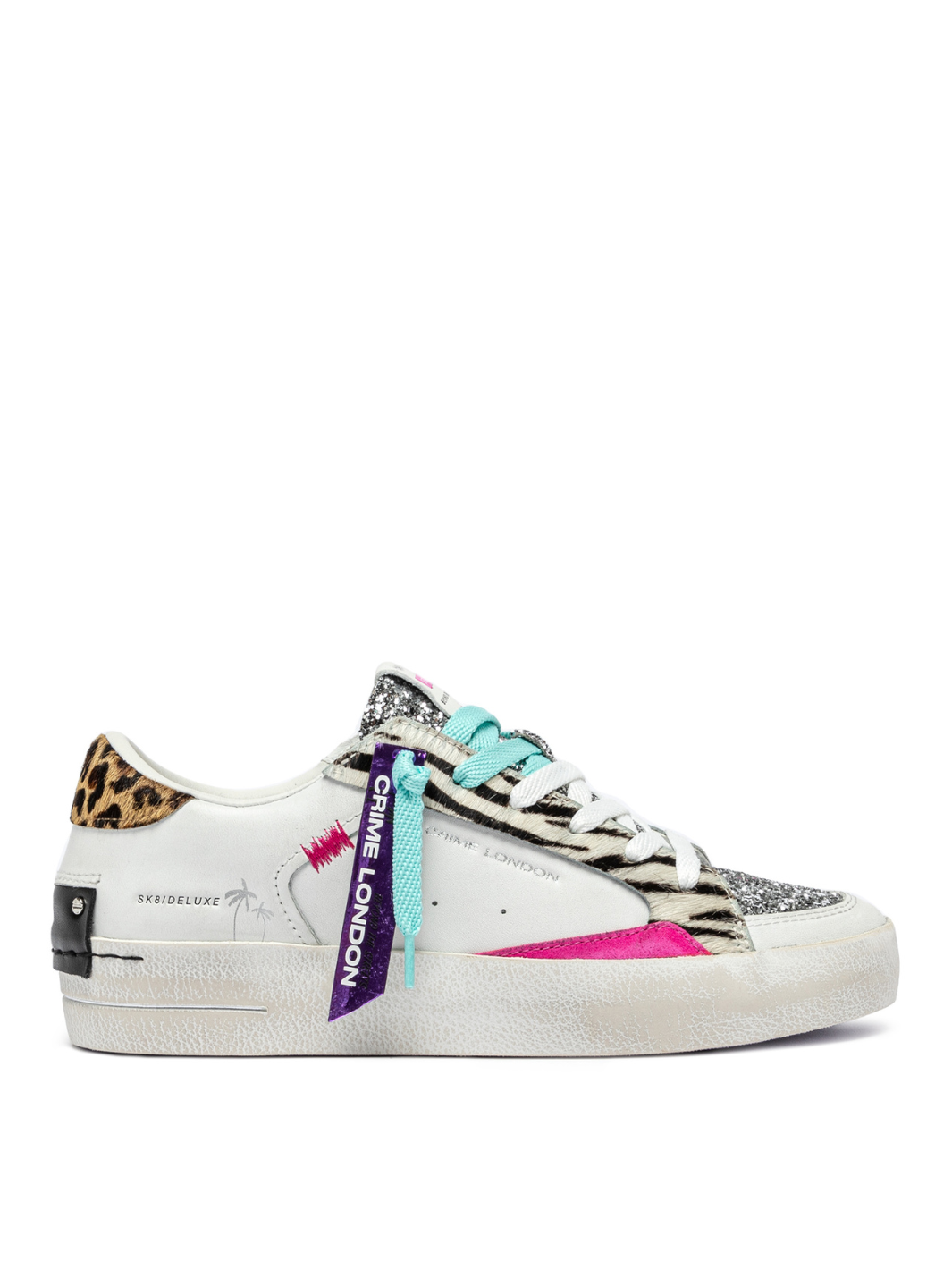 Crime london Sneakers Leopard Heel And Pink Sneakers In White From Crime London