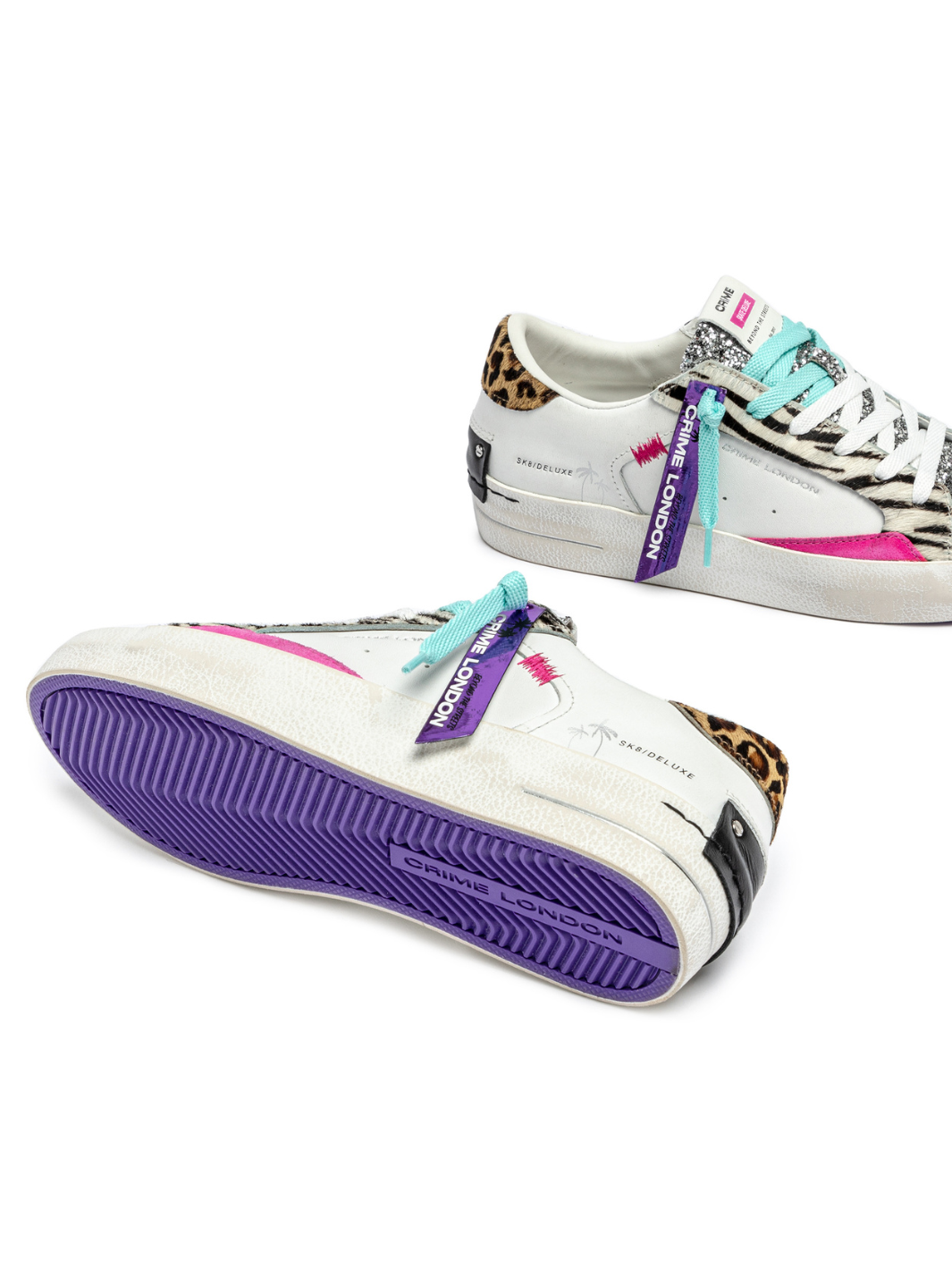 Crime london Sneakers Leopard Heel And Pink Sneakers In White From Crime London