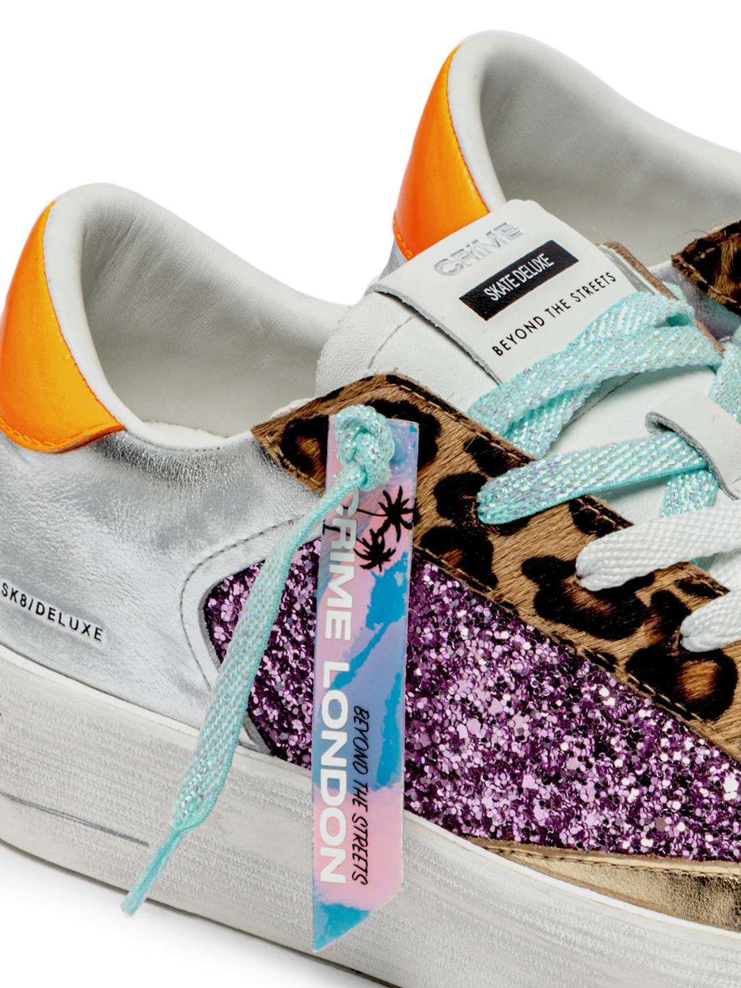 Crime london Sneakers Neon Orange And Turquoise Deluxe Sneakers In White From Crime London