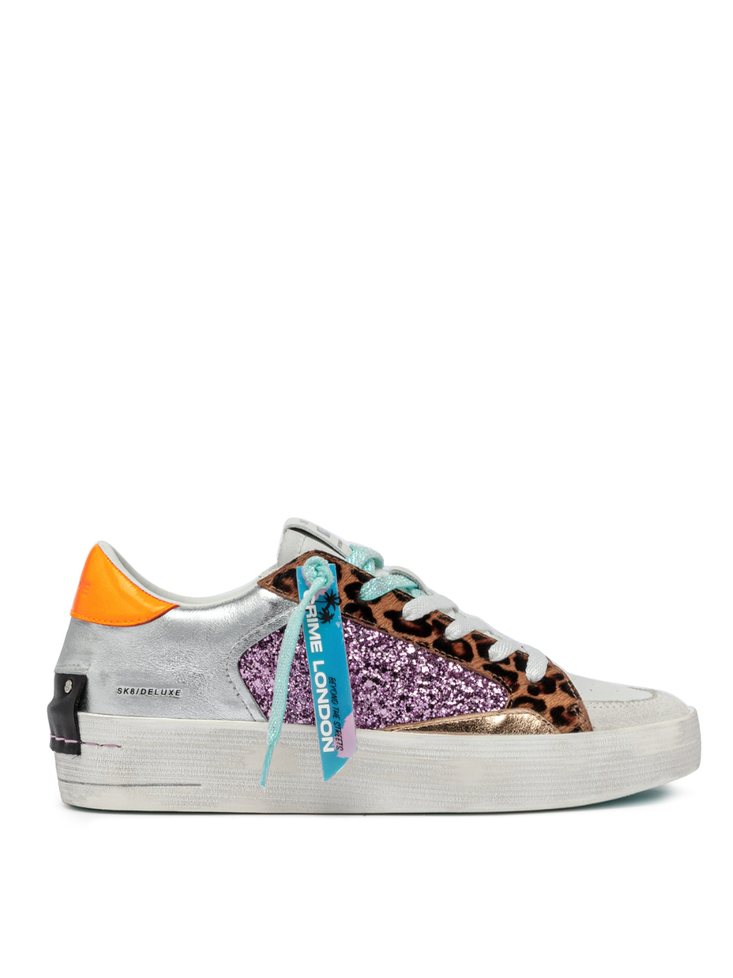 Crime london Sneakers Neon Orange And Turquoise Deluxe Sneakers In White From Crime London