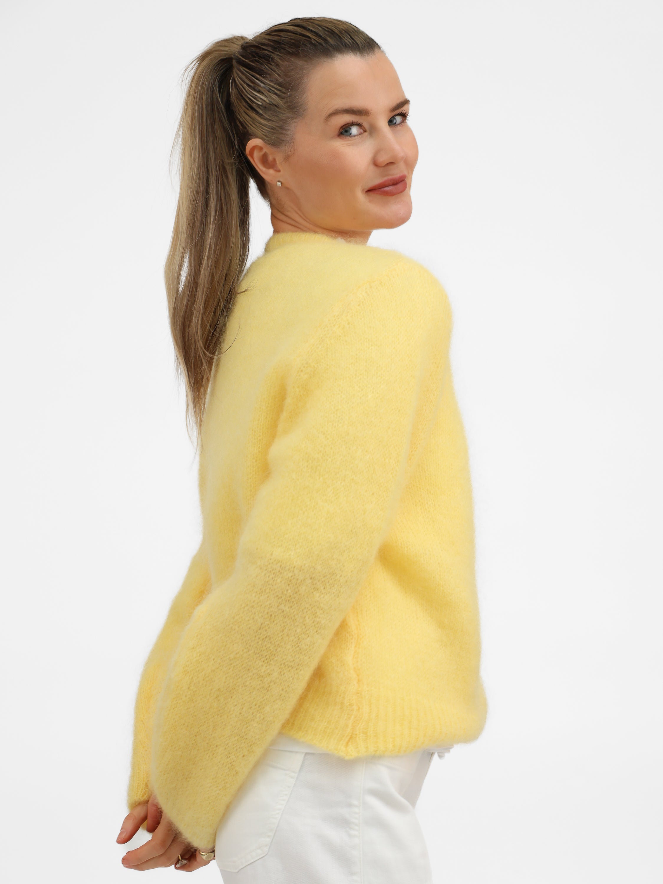 Diffusion by Kate Cardigan One Size Sophie Mohair Cardigan in Buttercup Yellow
