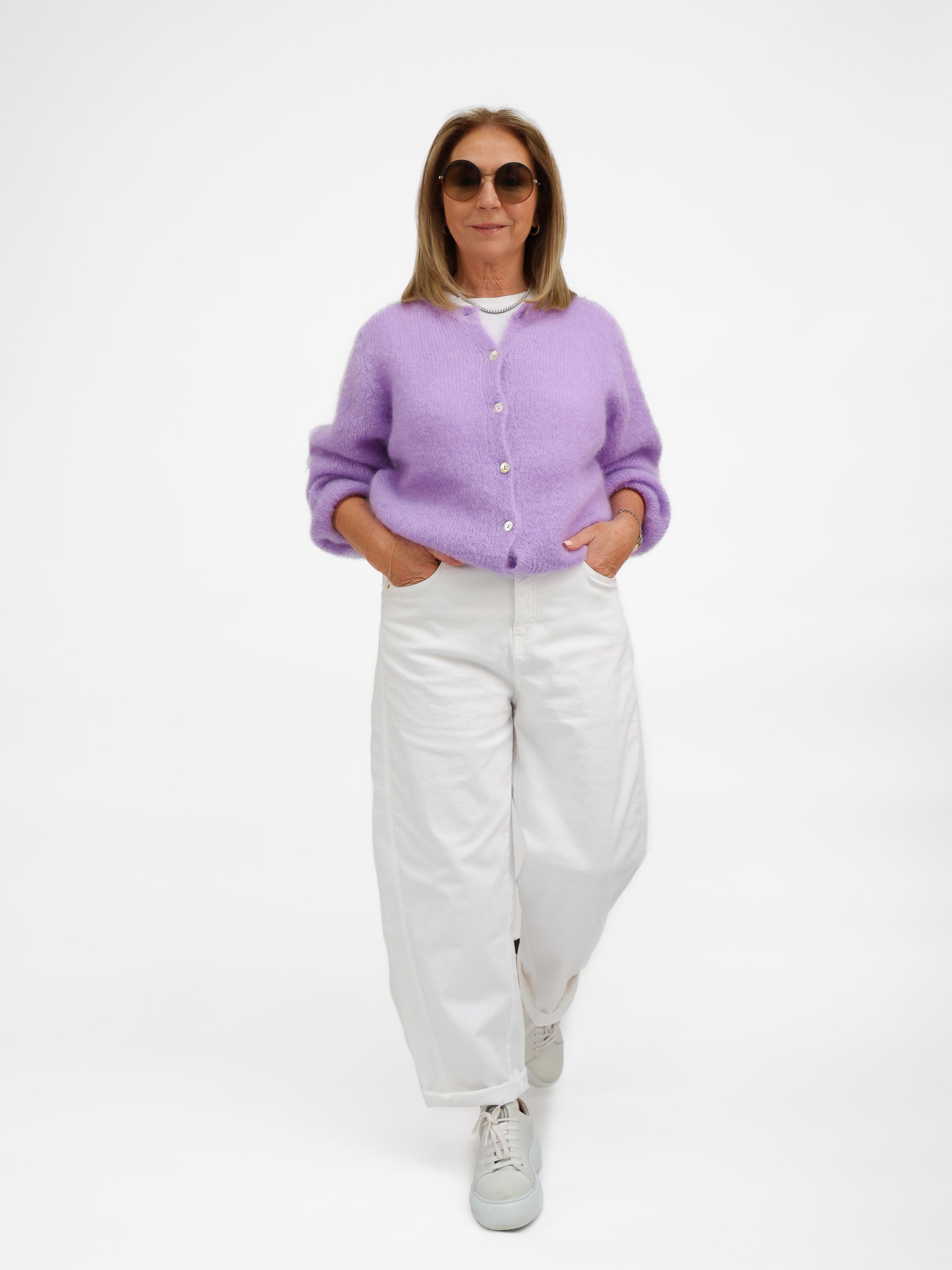 Diffusion by Kate Cardigan One Size Sophie Mohair Cardigan in Lilac