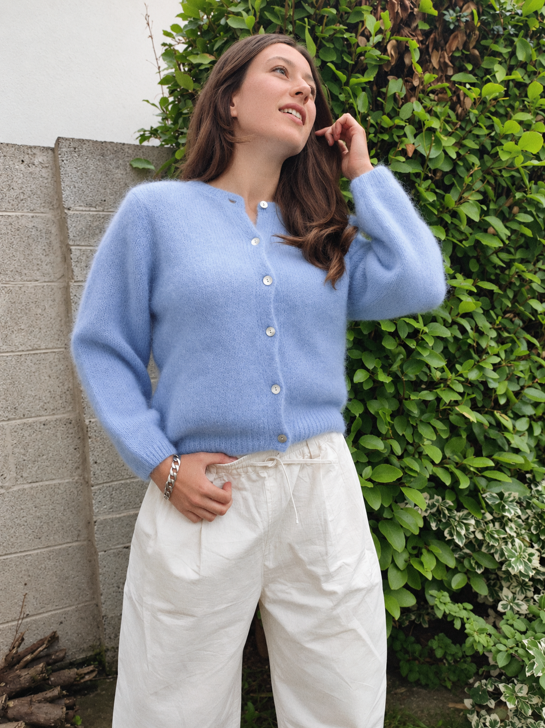 Diffusion by Kate Cardigan One Size Sophie Mohair Cardigan in Sky Blue
