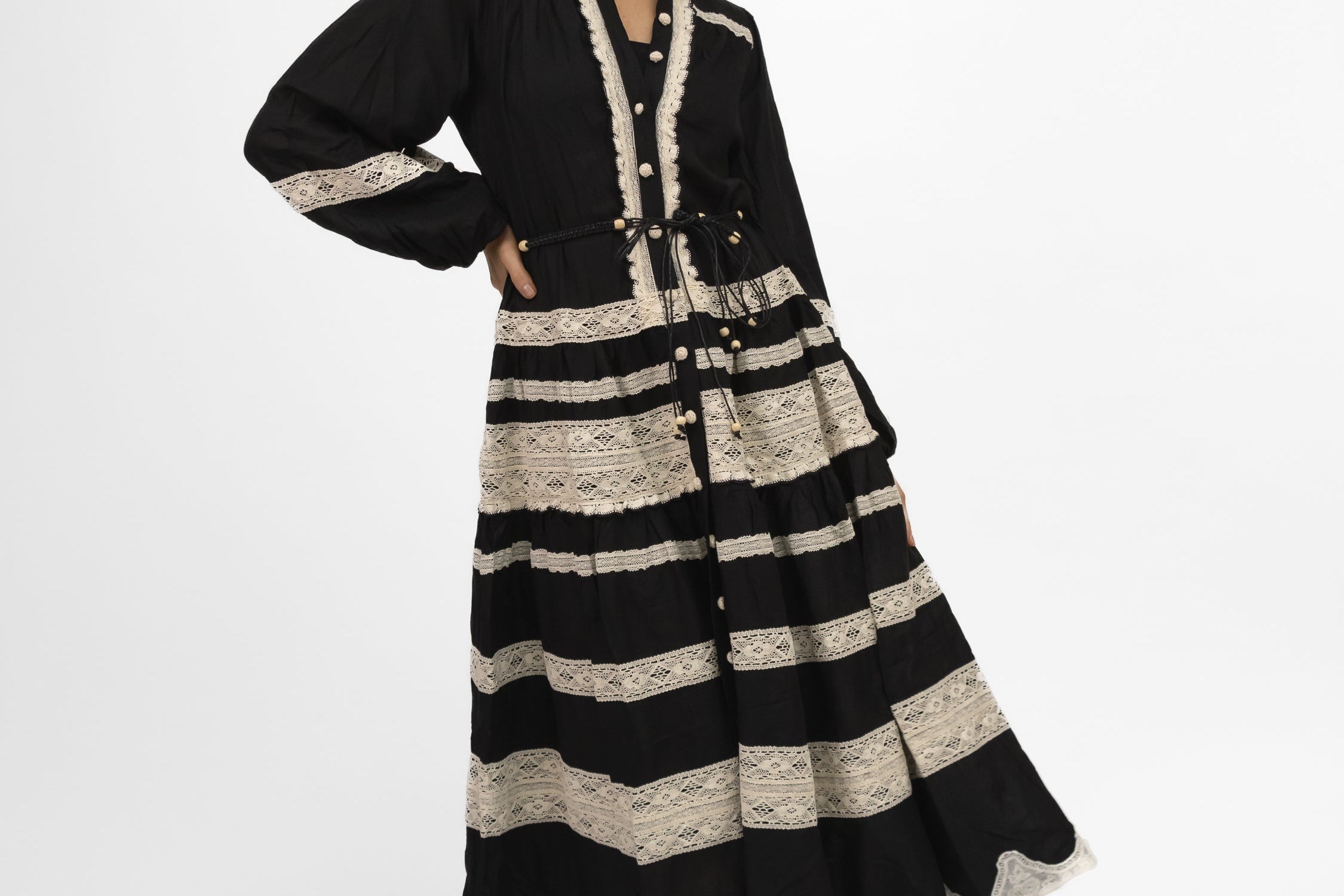 Diffusion by Kate Dress Delphine Black & Ivory Contrast Midi Dress