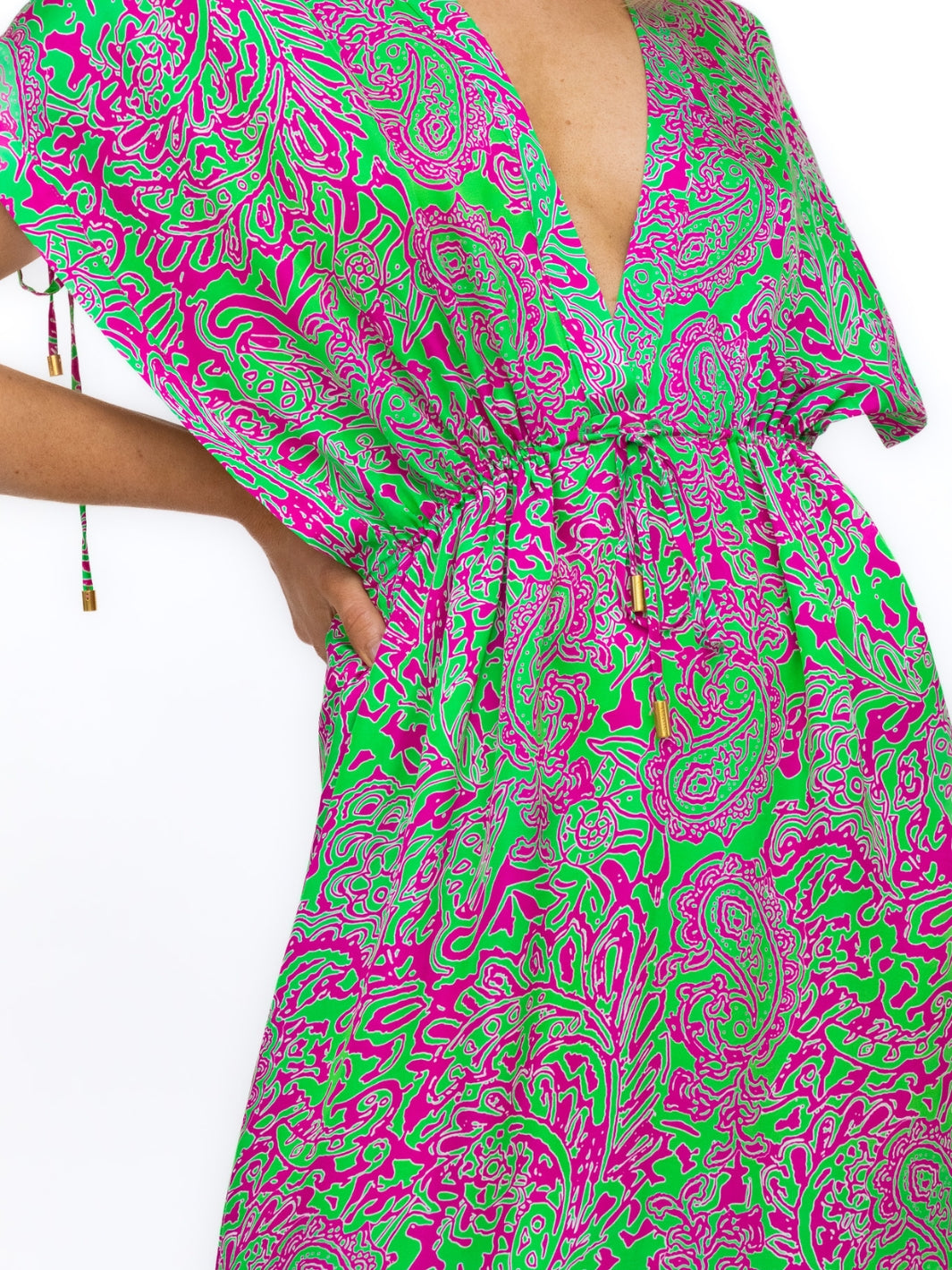 Diffusion by Kate Barbados Maxi Dress In Mint / Fuchsia Pink sleeveless