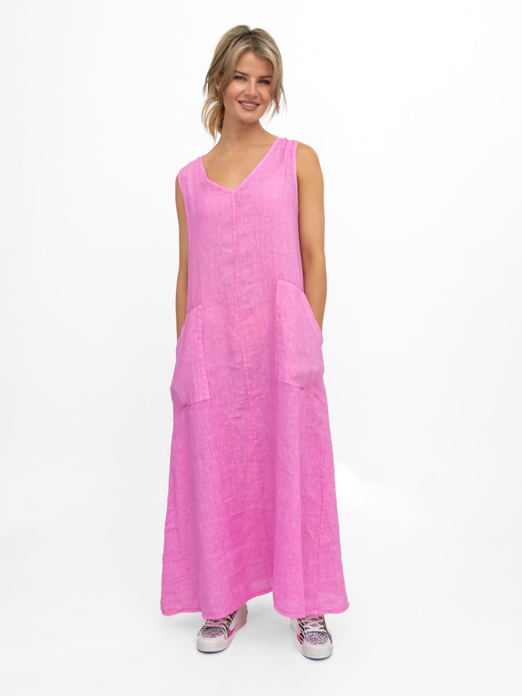 Diffusion By Kate Dress One Size Milly Linen Dress In Pink