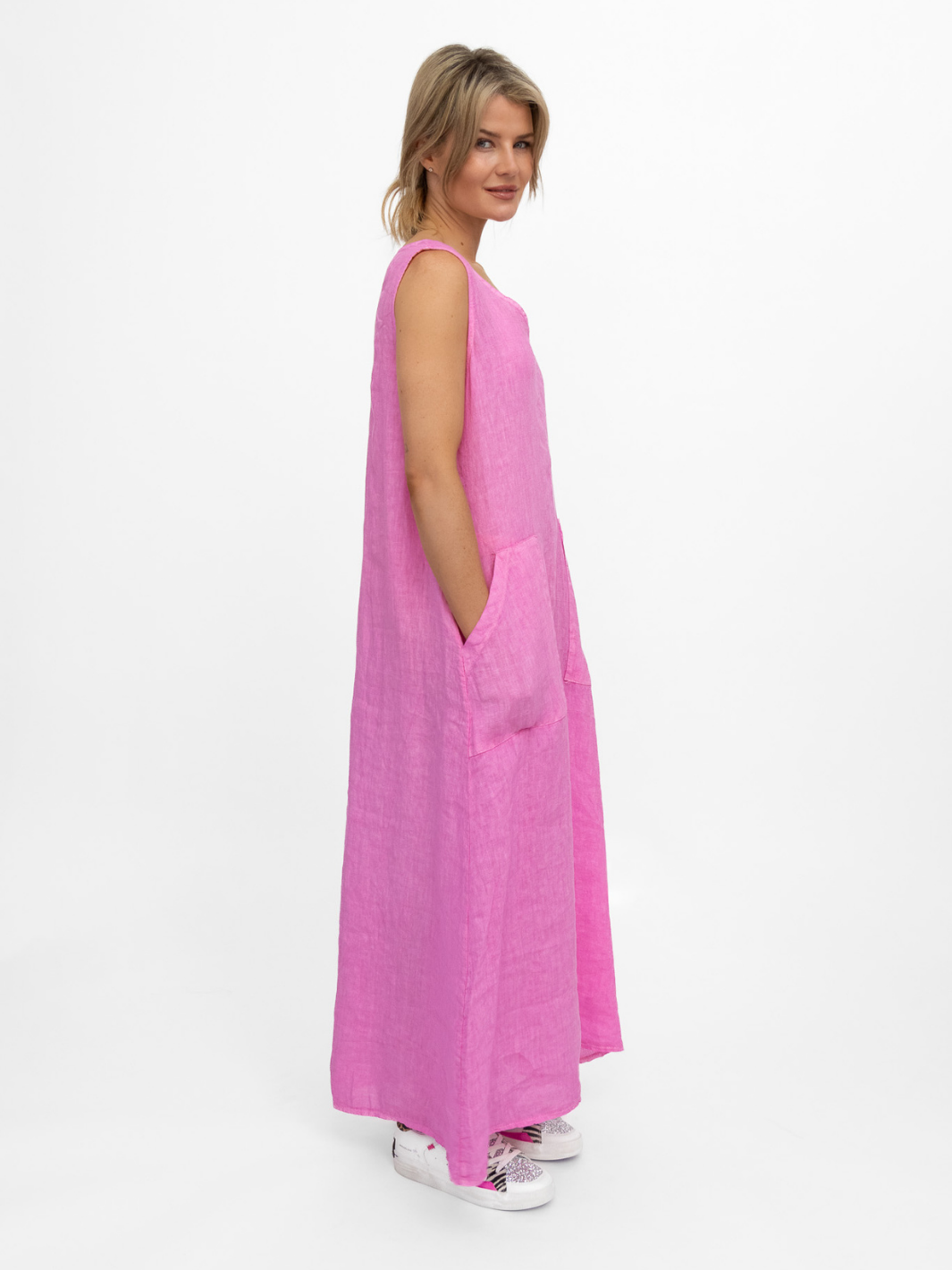 Diffusion By Kate Dress One Size Milly Linen Dress In Pink