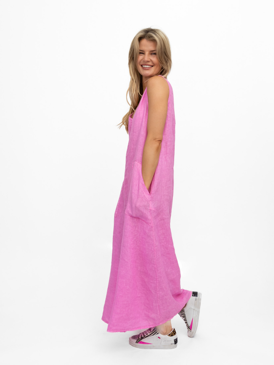 Diffusion By Kate Dress One Size Milly Linen Dress In Pink
