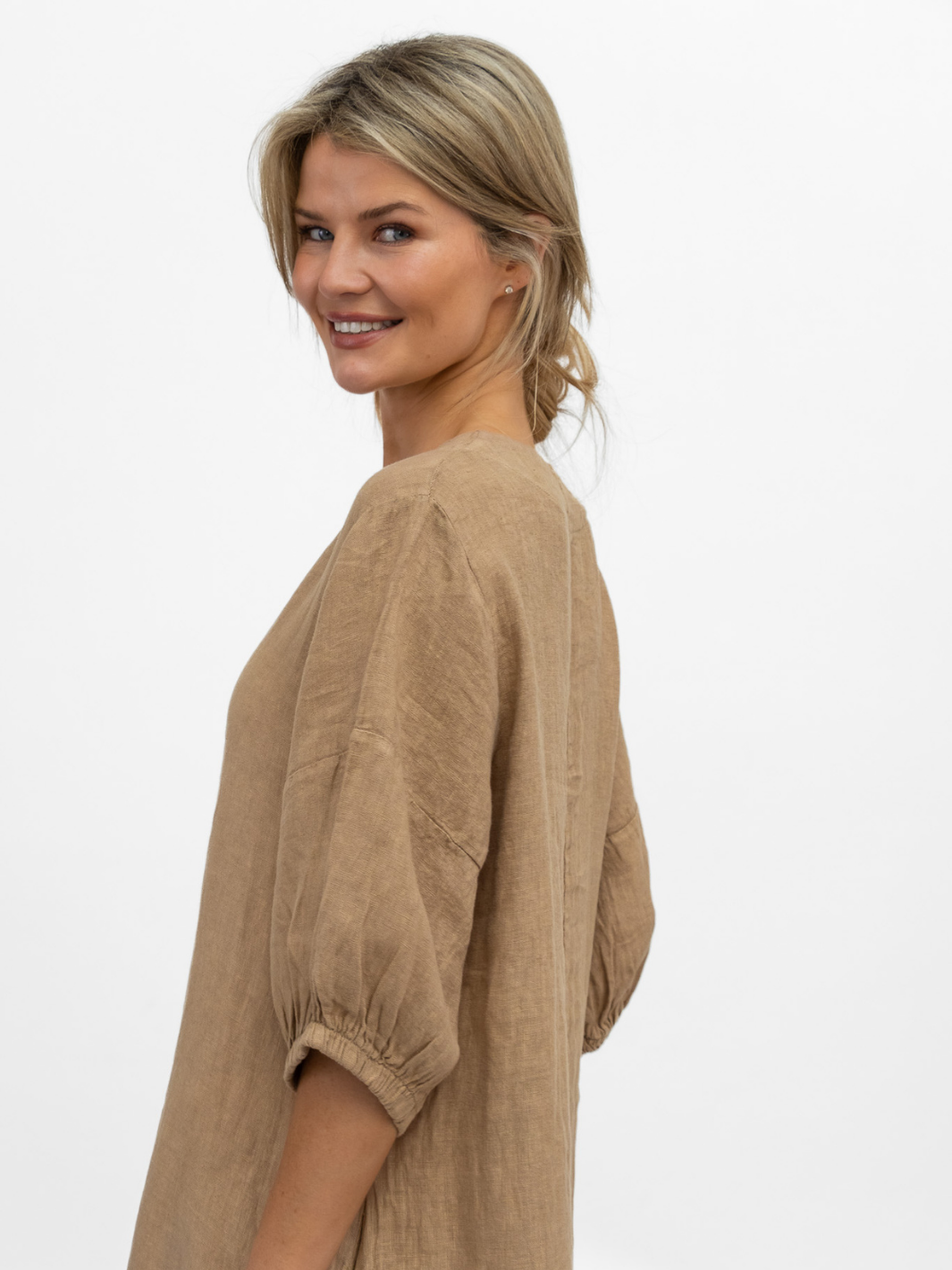 Diffusion By Kate Dress One Size Willow Linen Dress In Canyon Tan