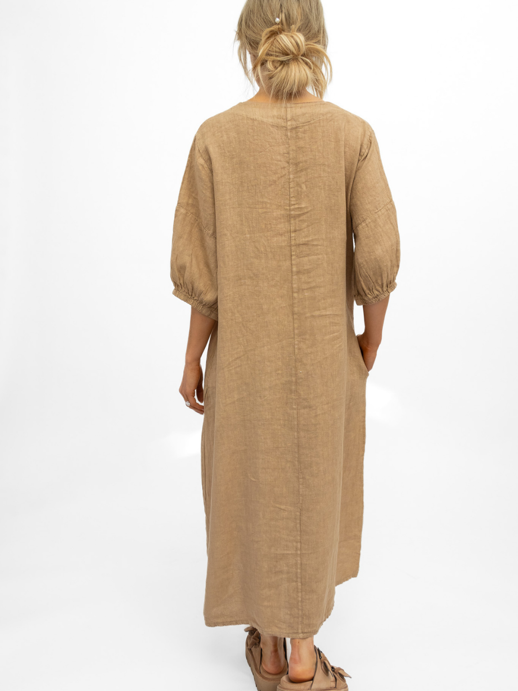 Diffusion By Kate Dress One Size Willow Linen Dress In Canyon Tan