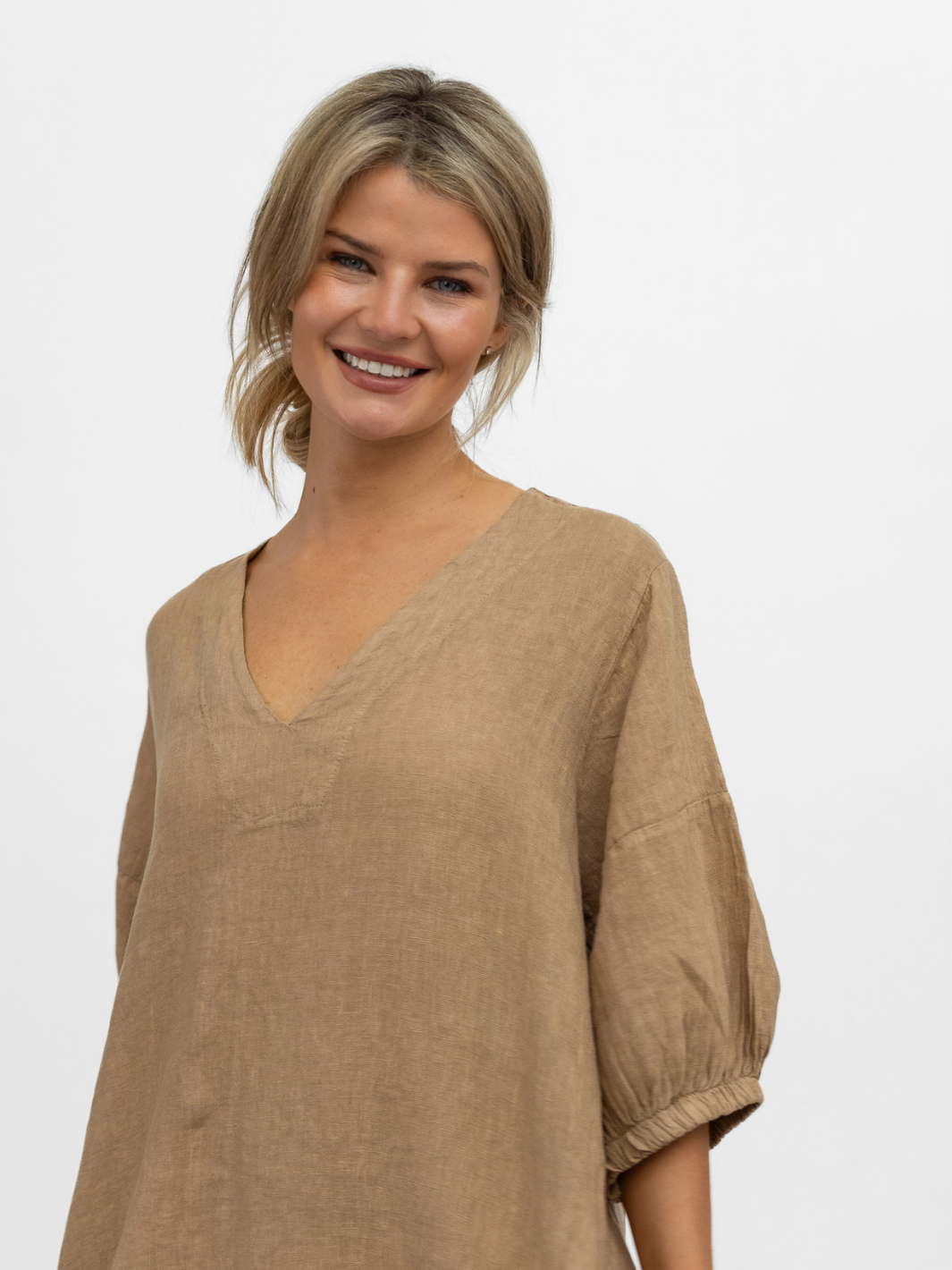 Diffusion By Kate Dress One Size Willow Linen Dress In Canyon Tan