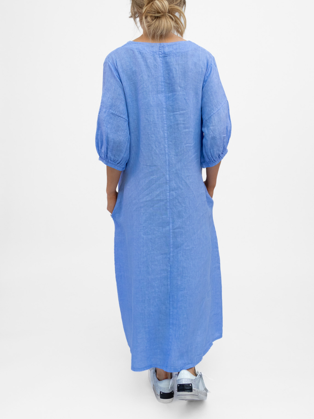 Diffusion By Kate Dress One Size Willow Linen Dress In Cornflour Blue