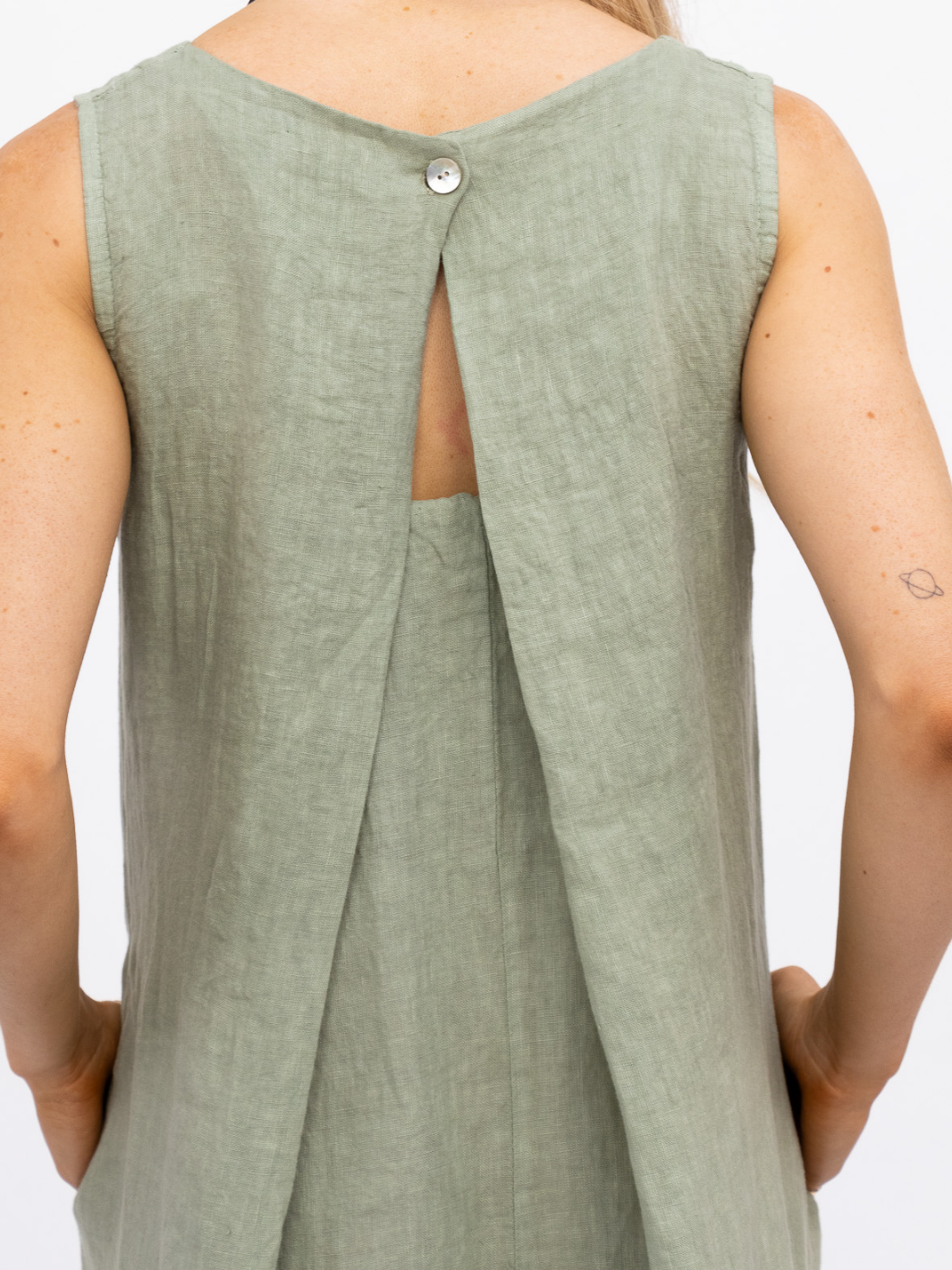 Diffusion By Kate Jumpsuit One Size Linen Jumpsuit In Soft Khaki