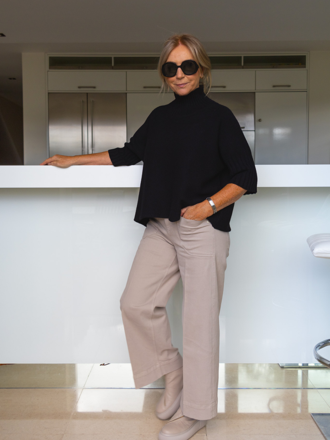 Diffusion by Kate Knitwear One Size Josep Mid Length 3/4 Sleeve Jumper In Black