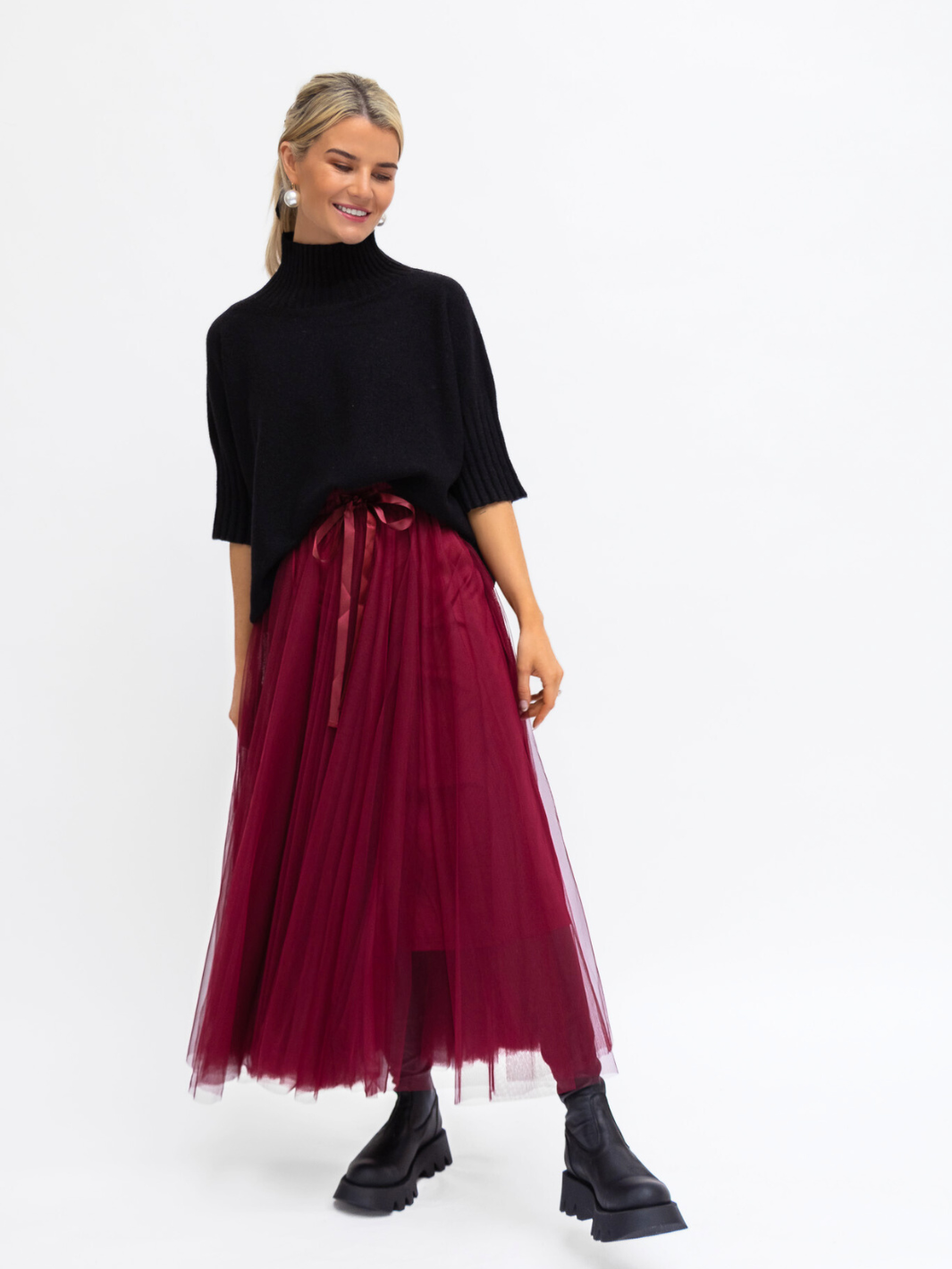 Diffusion by Kate Knitwear One Size Josep Mid Length 3/4 Sleeve Jumper In Black