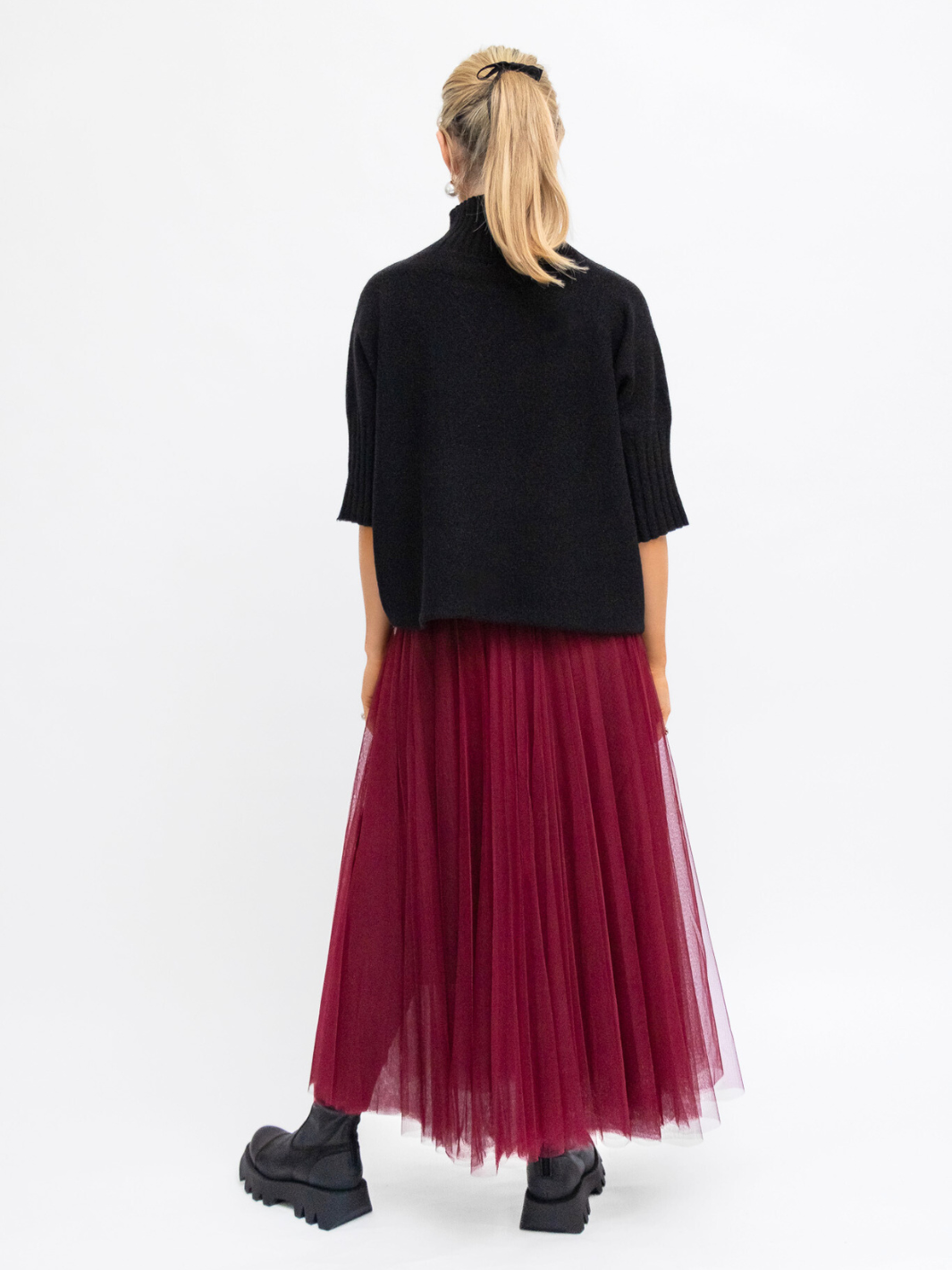 Diffusion by Kate Knitwear One Size Josep Mid Length 3/4 Sleeve Jumper In Black