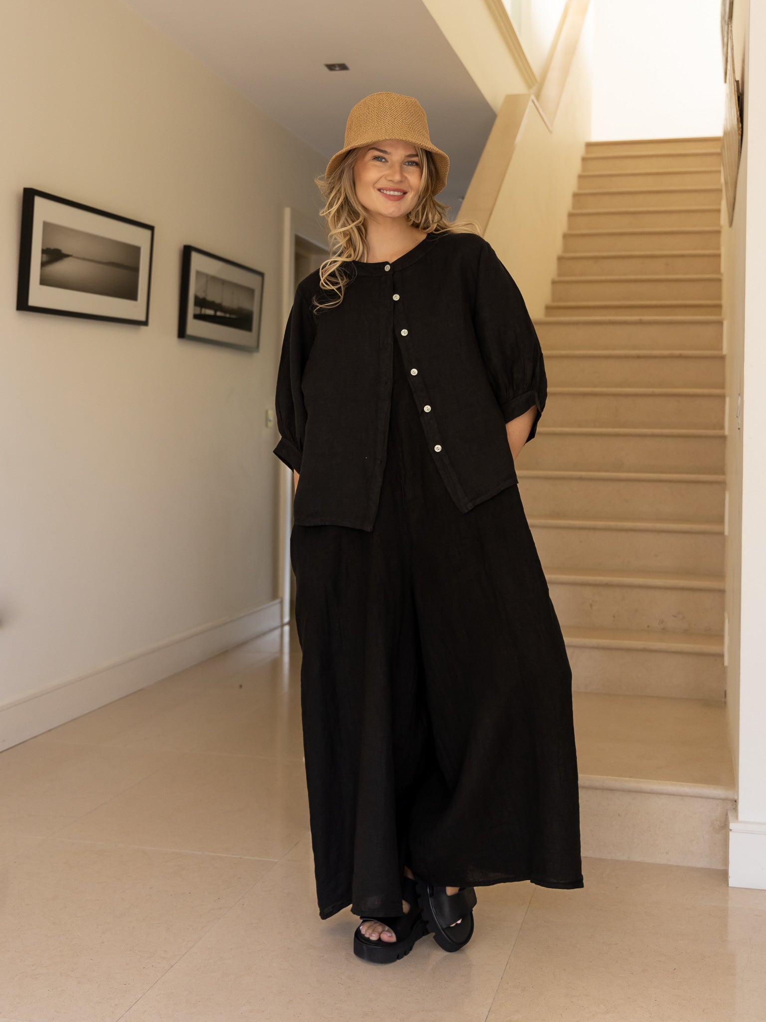 Diffusion by Kate Shirt One Size Chloe Linen Shirt In Black