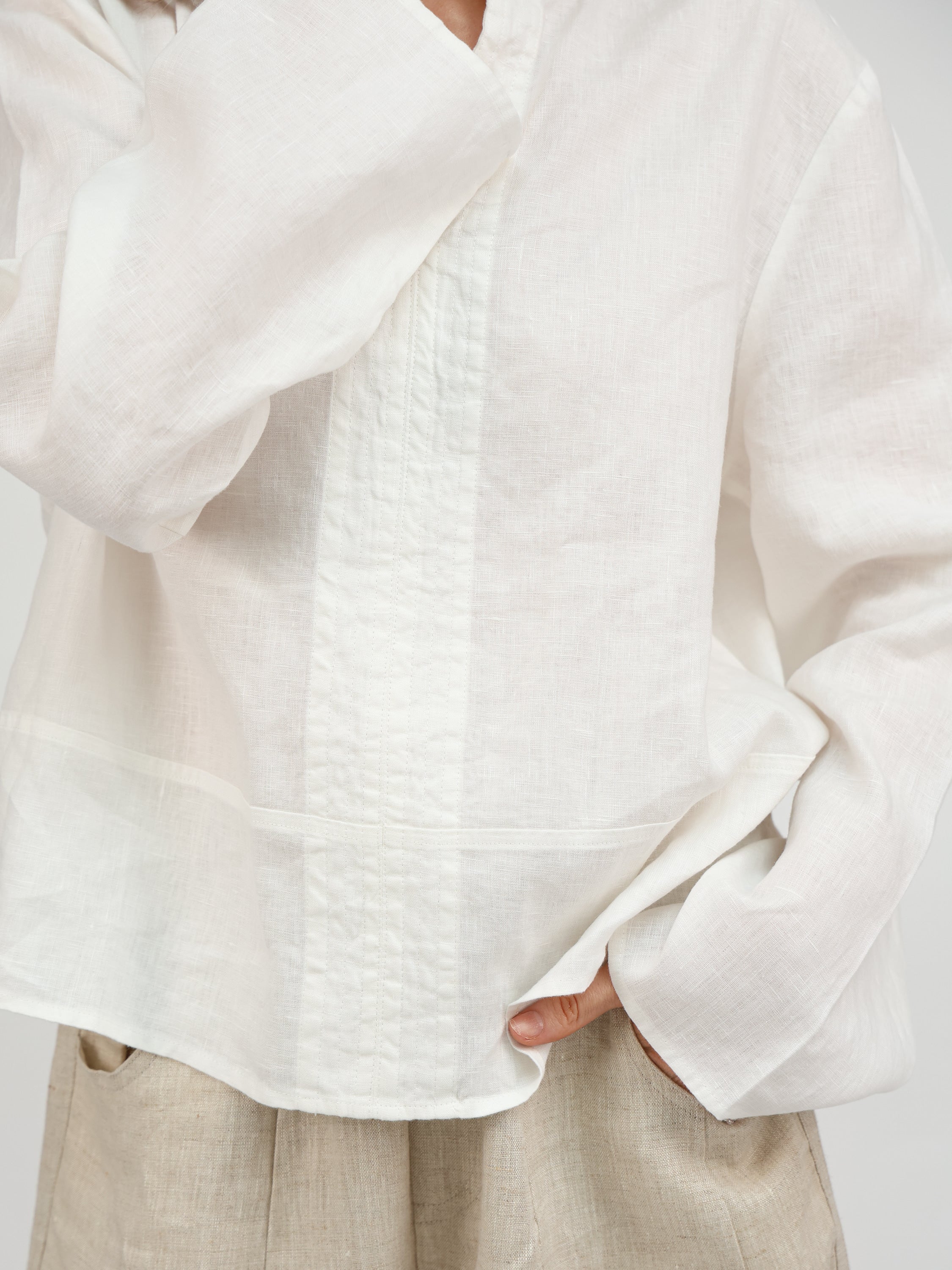 Diffusion by Kate Shirt Maggie Pure Linen Long Sleeve Shirt in Ecru