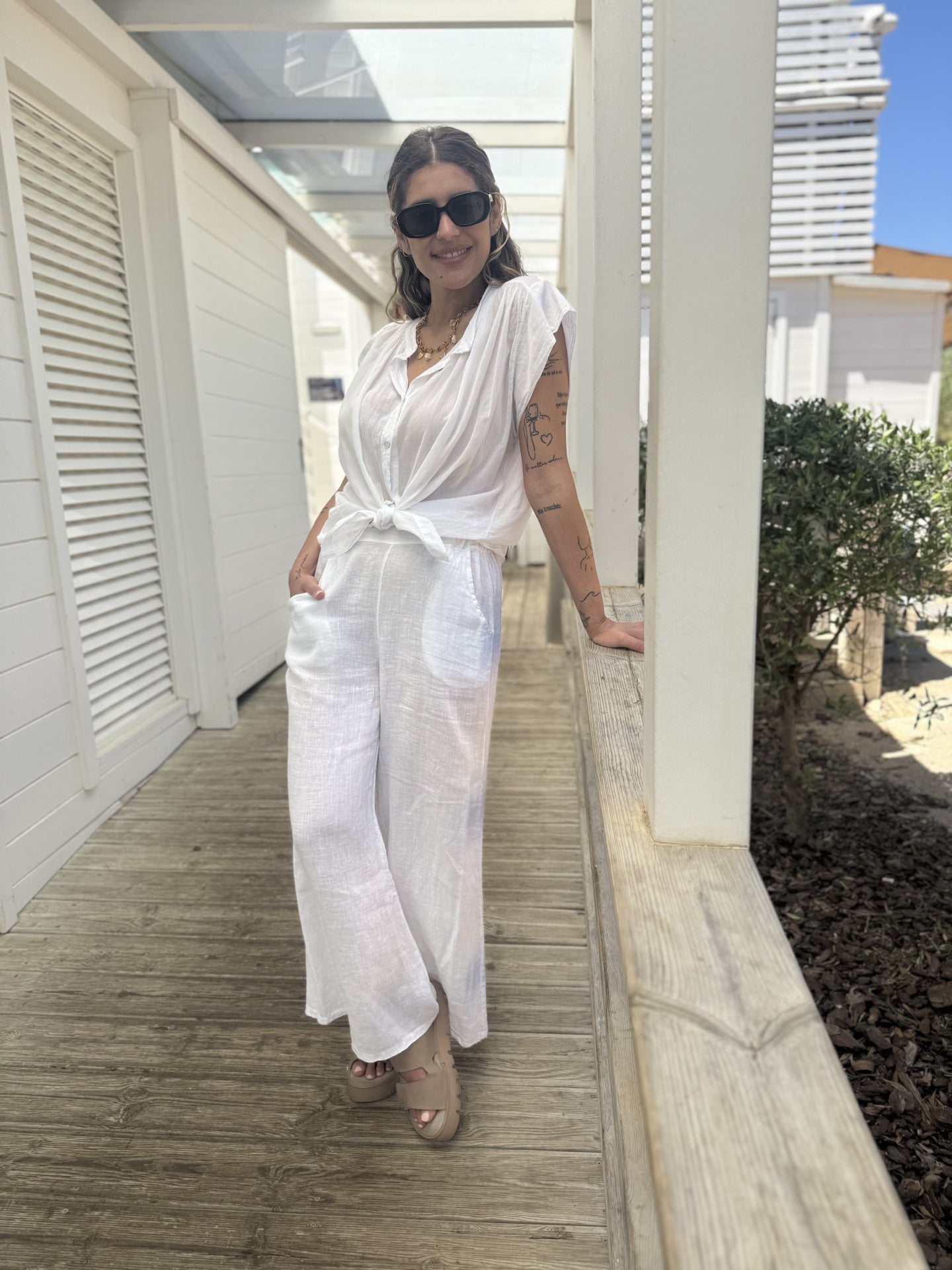 Diffusion by Kate Shirts One Size Mia Cotton Shirt in White