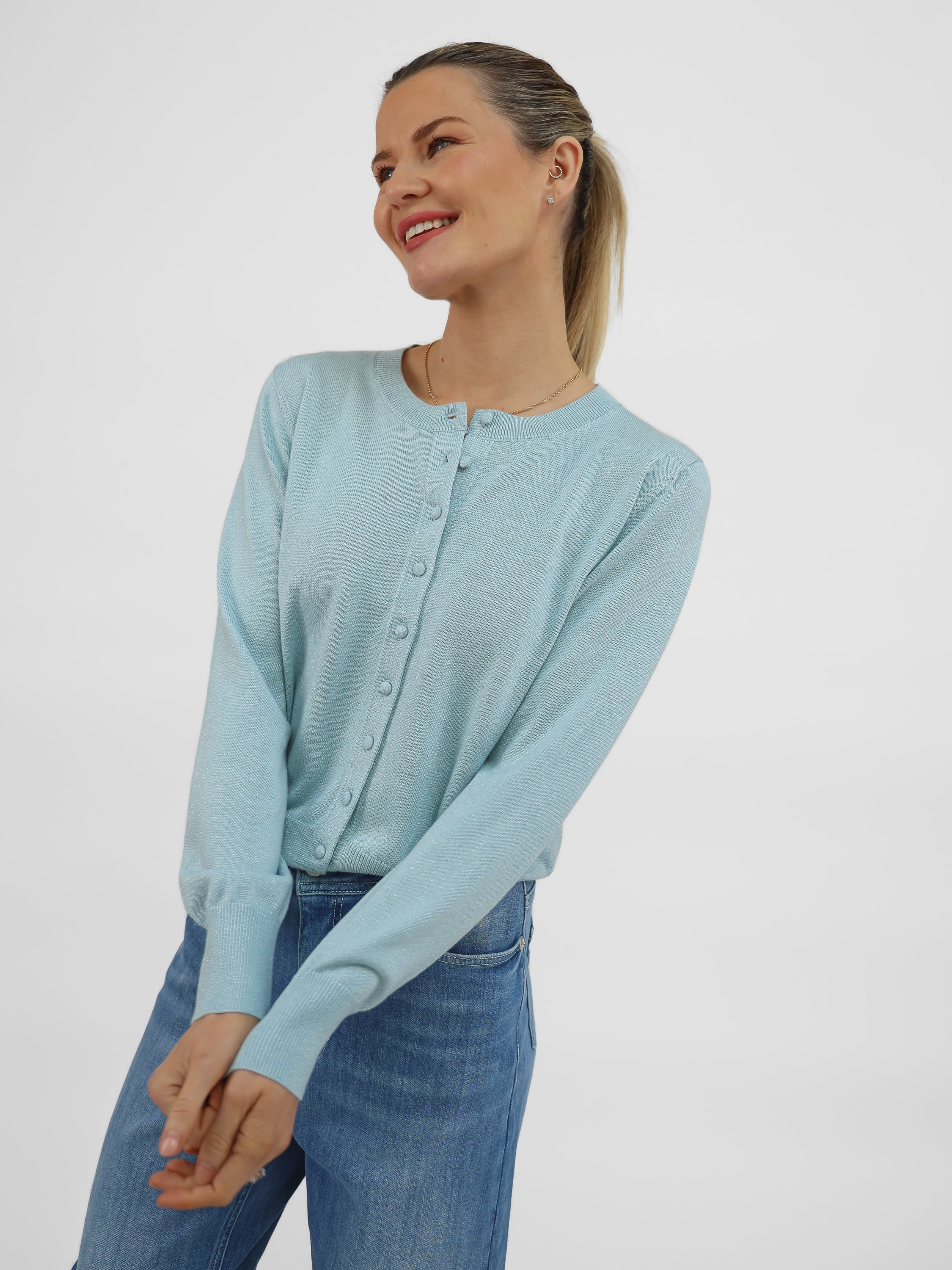 Diffusion by Kate Sweater One Size Ashley Cardigan in Mint