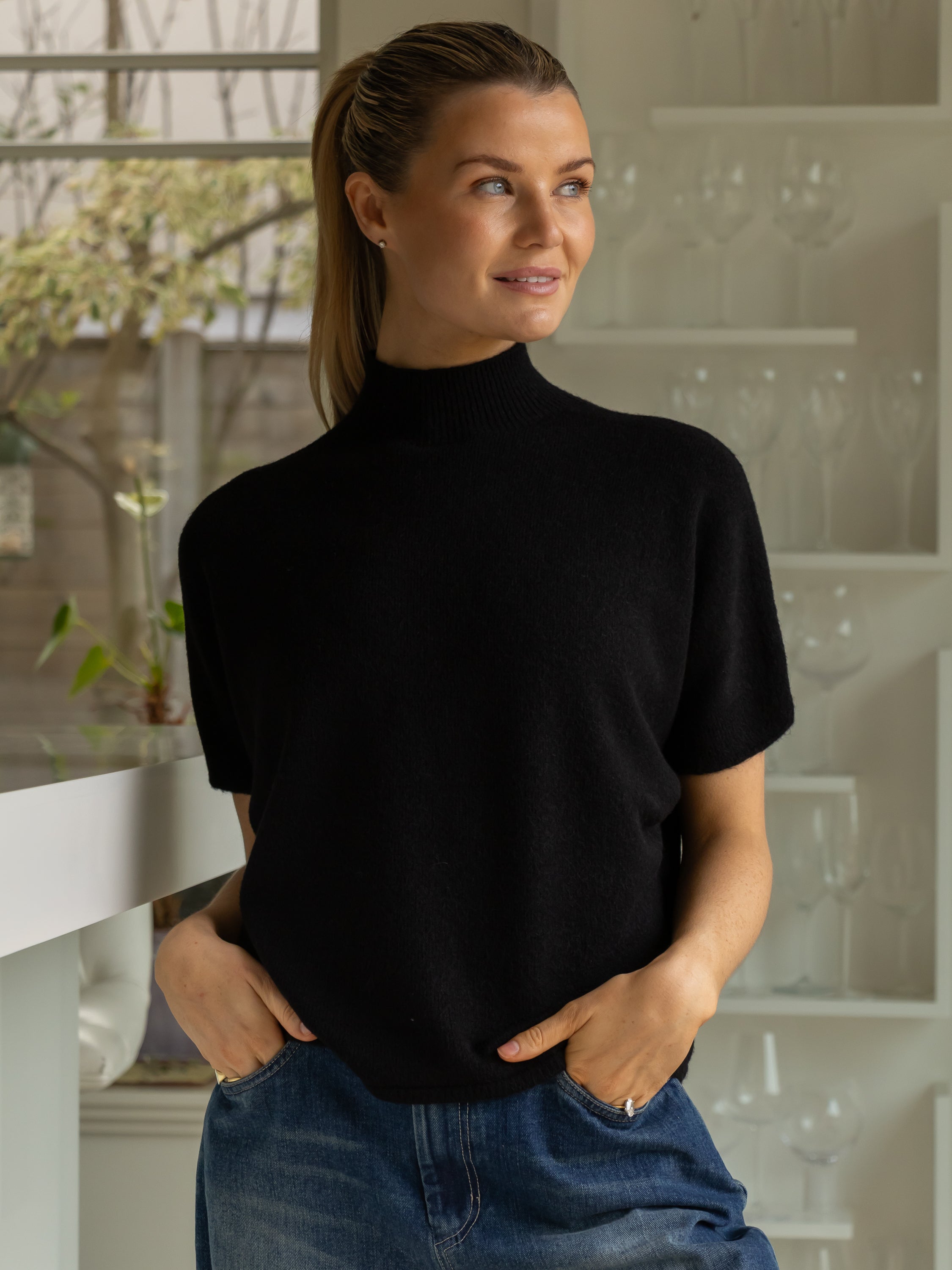 Diffusion by Kate Sweater One Size Grace Crew Neck Sweater in Black