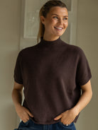 Diffusion by Kate Sweater One Size Grace Crew Sweater in Chocolate