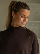 Diffusion by Kate Sweater One Size Grace Crew Sweater in Chocolate