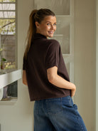 Diffusion by Kate Sweater One Size Grace Crew Sweater in Chocolate
