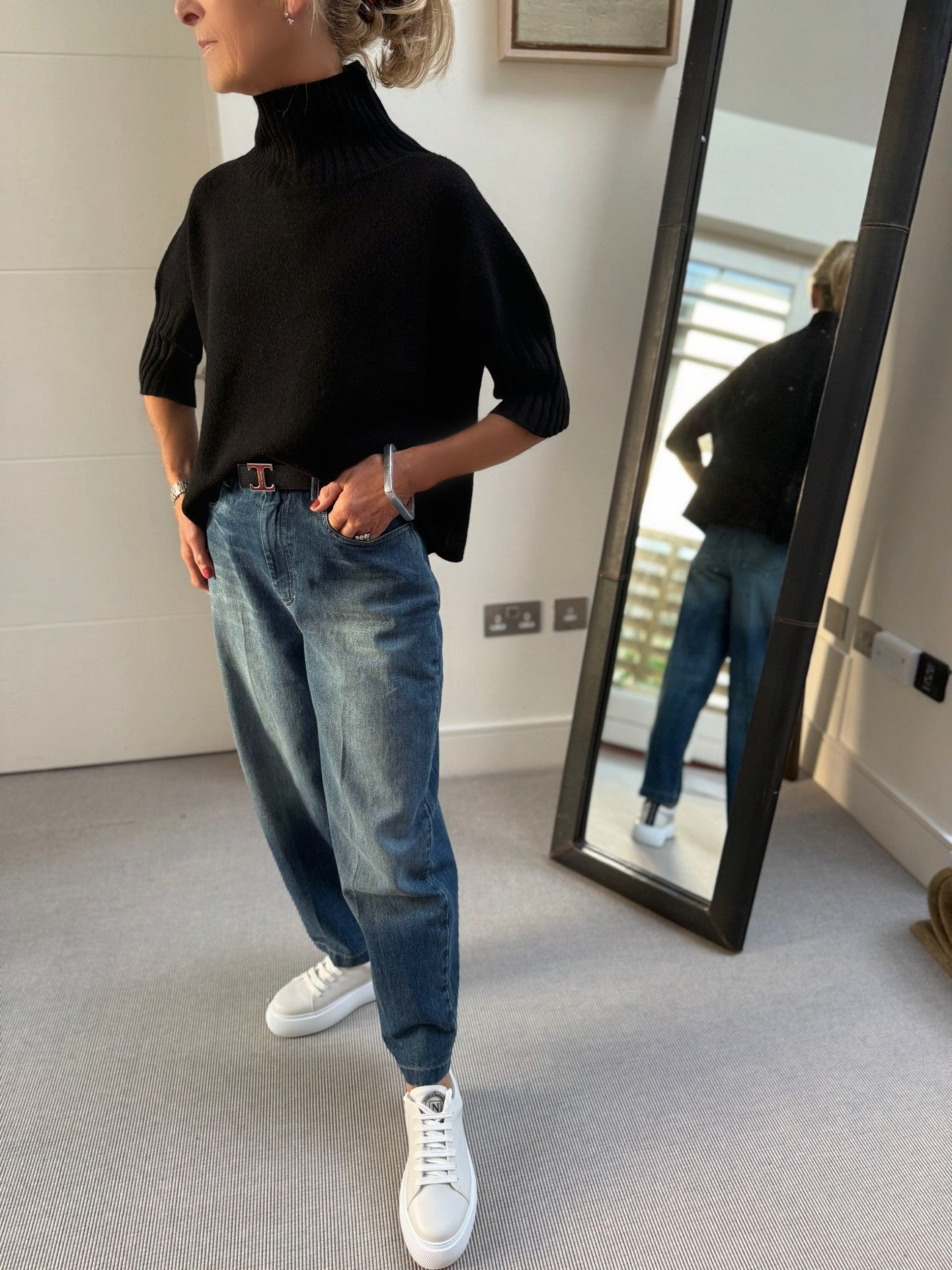 Diffusion by Kate Sweater One Size Josep Classic Sweater in Black