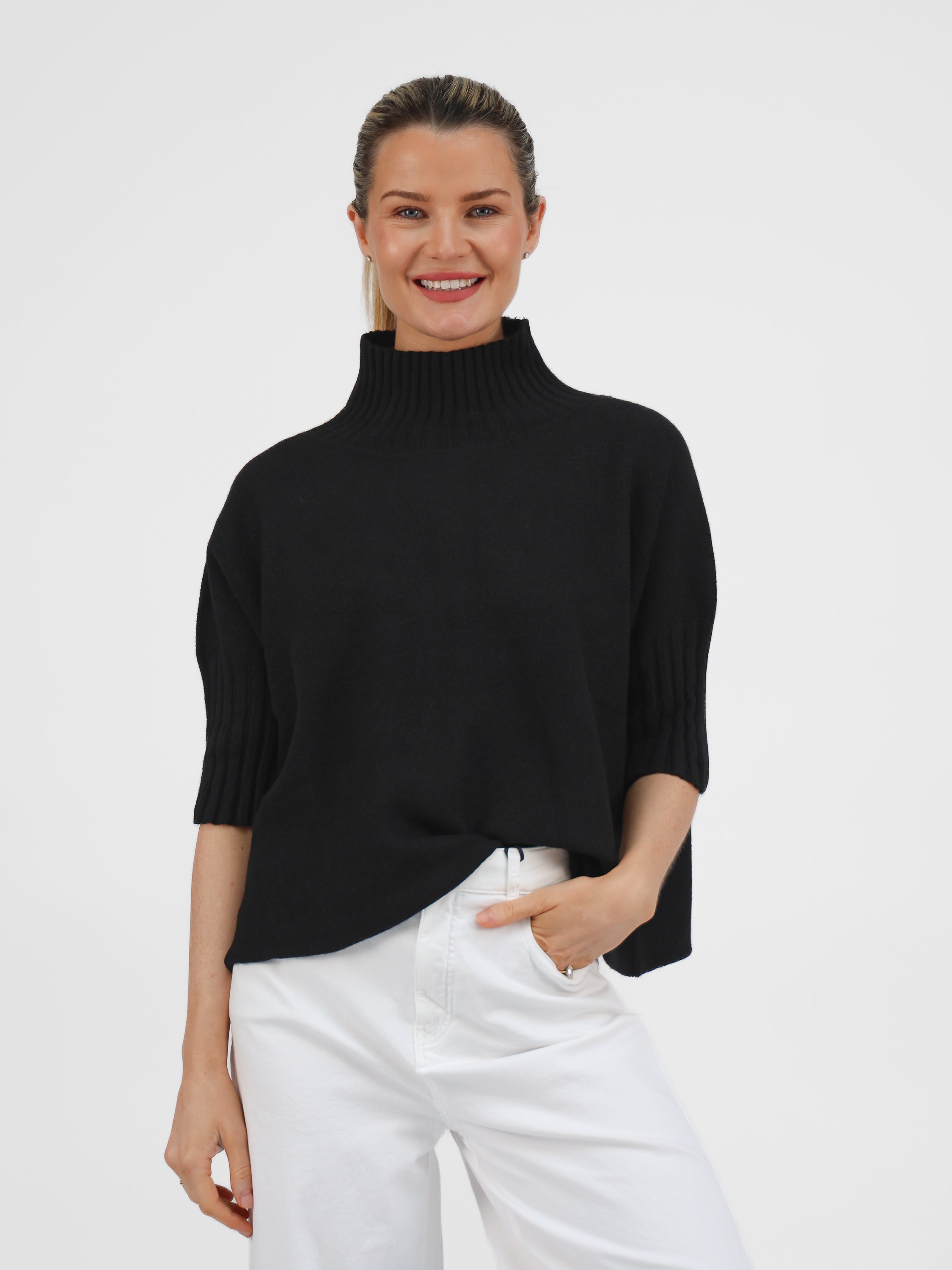 Diffusion by Kate Sweater One Size Josep Classic Sweater in Black