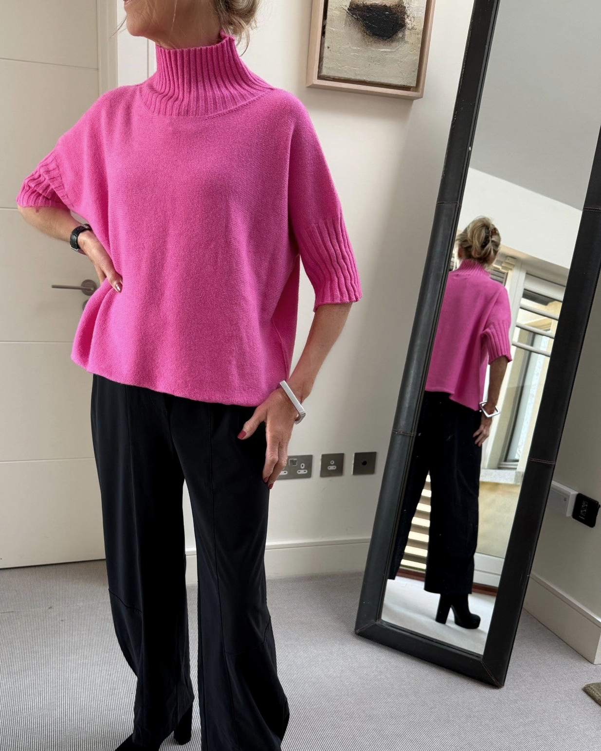 Diffusion by Kate Sweater One Size Josep Classic Sweater In Fuchsia Pink