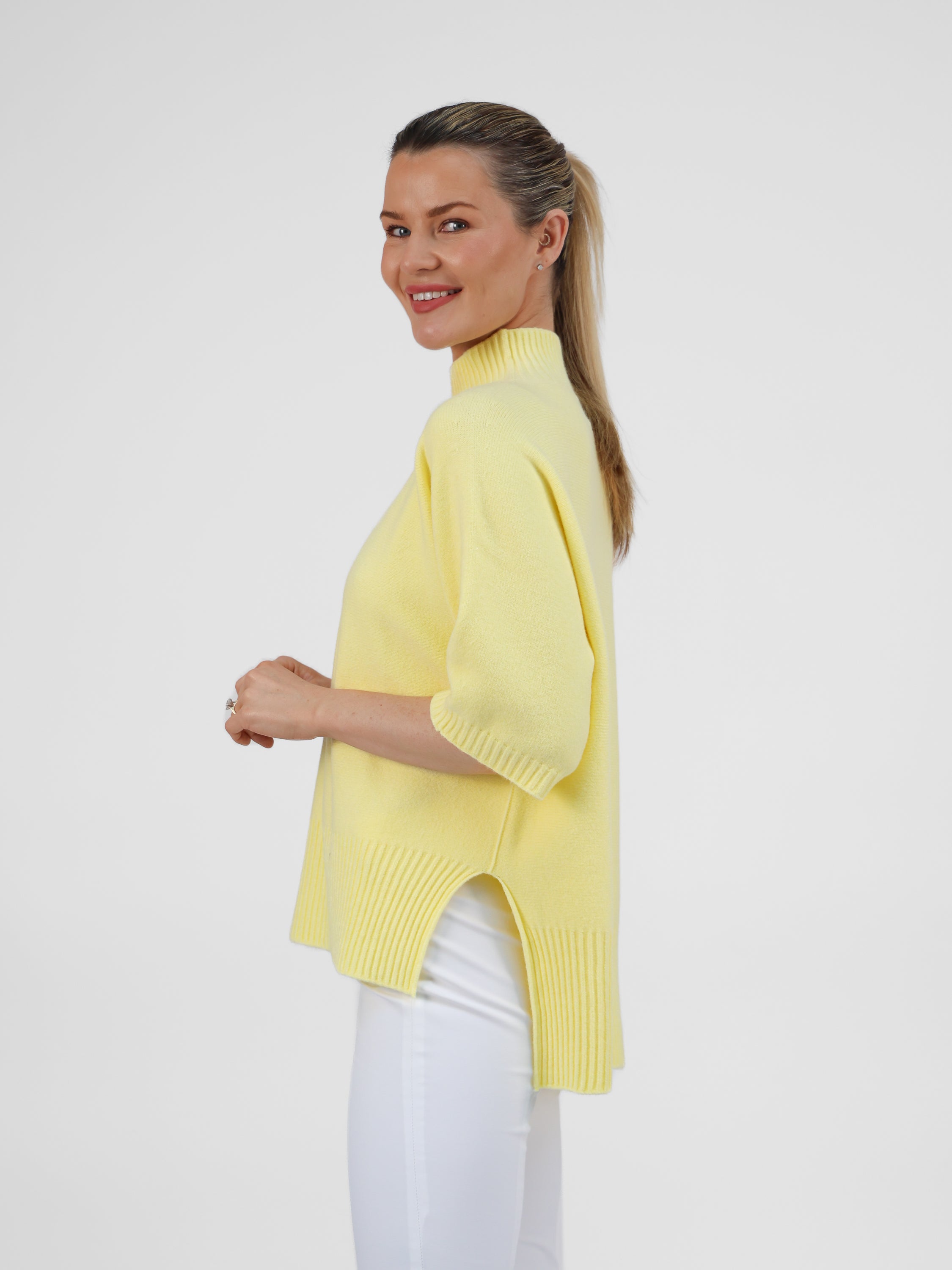 Diffusion by Kate Sweater One Size Josep Dip Back Sweater In Lemon