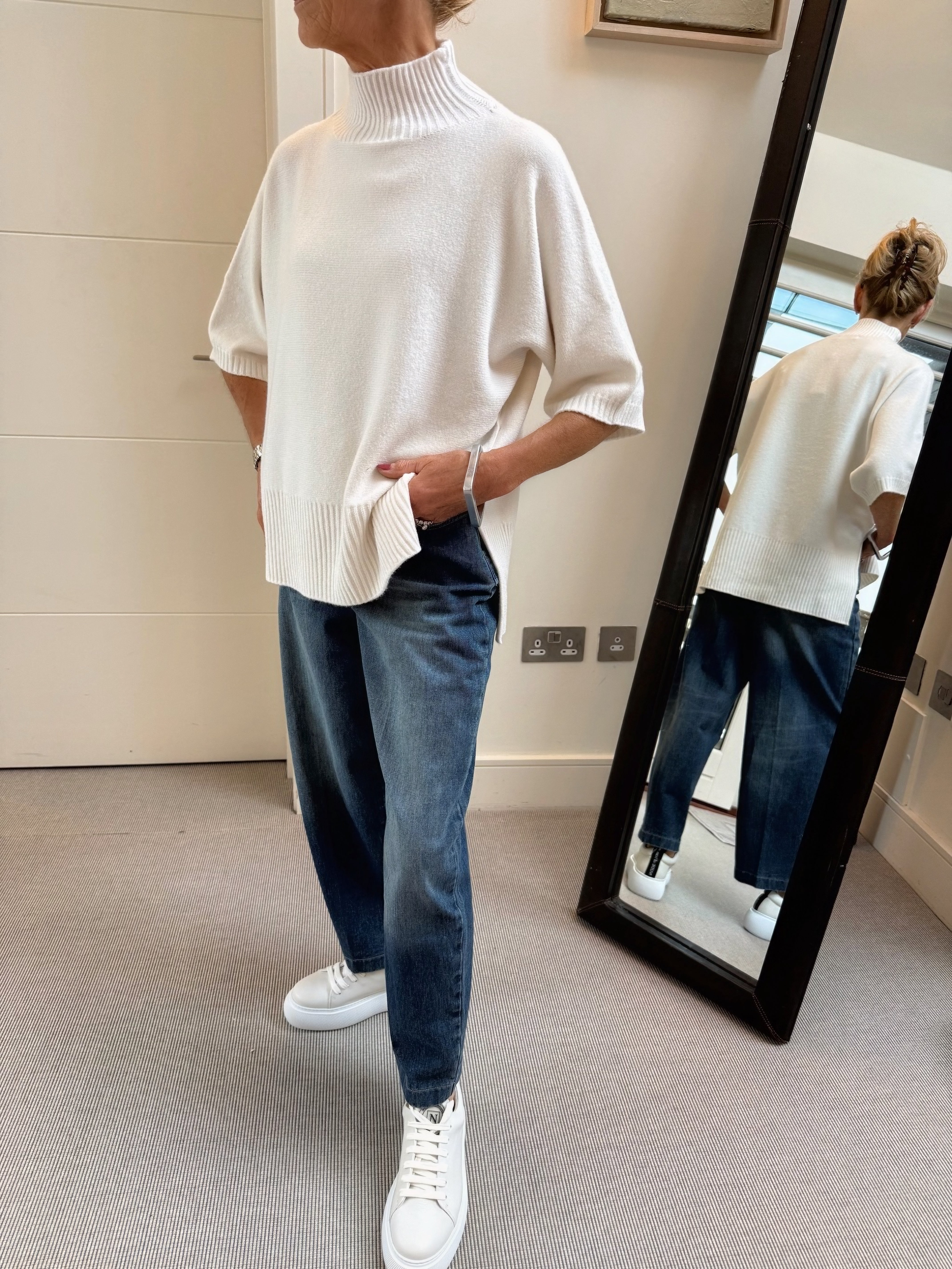 Diffusion by Kate Sweater One Size Josep Dip Back Sweater in Soft Cream