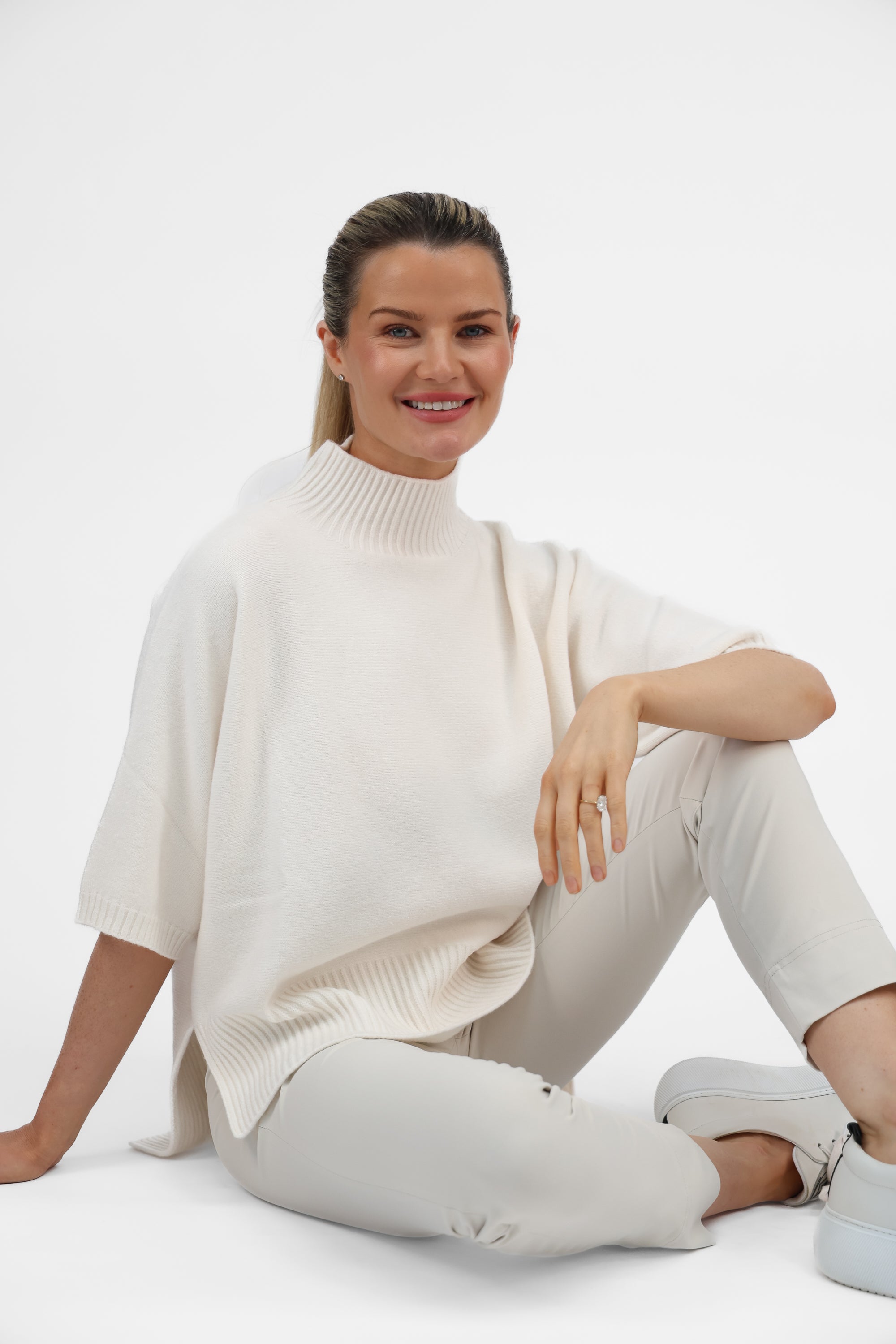 Diffusion by Kate Sweater One Size Josep Dip Back Sweater in Soft Cream