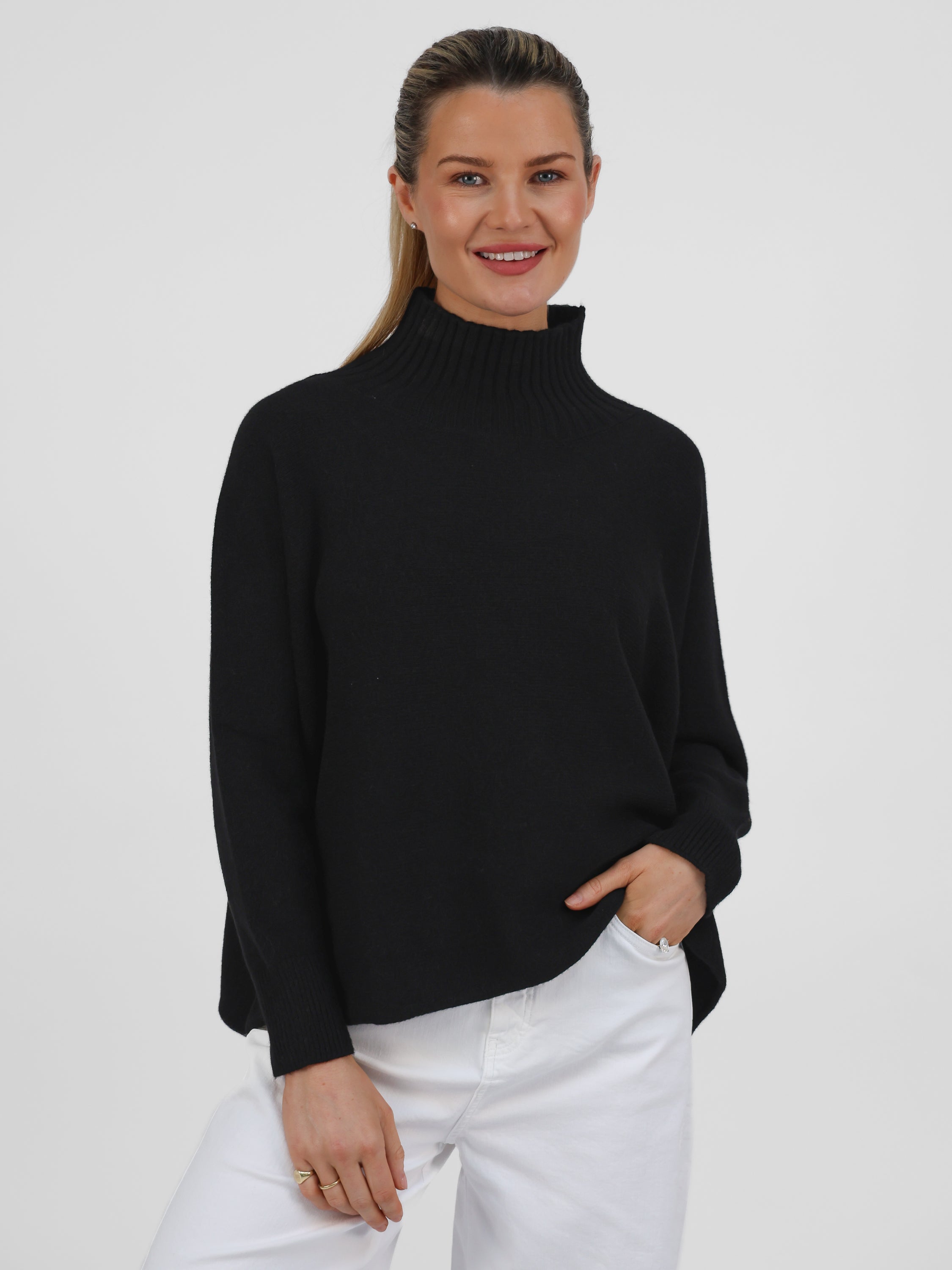 Diffusion by Kate Sweater One Size Josep Long Sleeve Sweater in Black